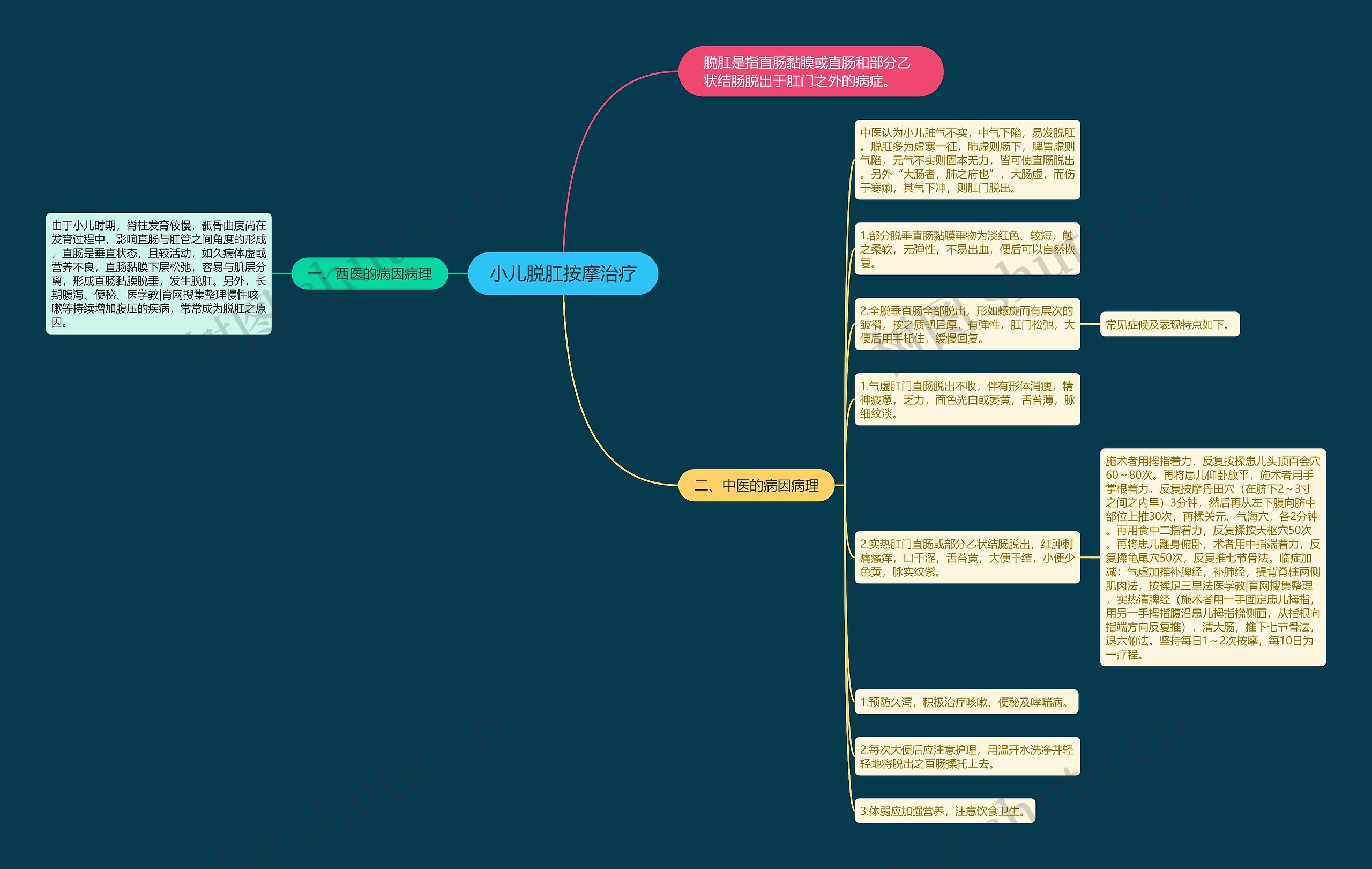 小儿脱肛按摩治疗思维导图