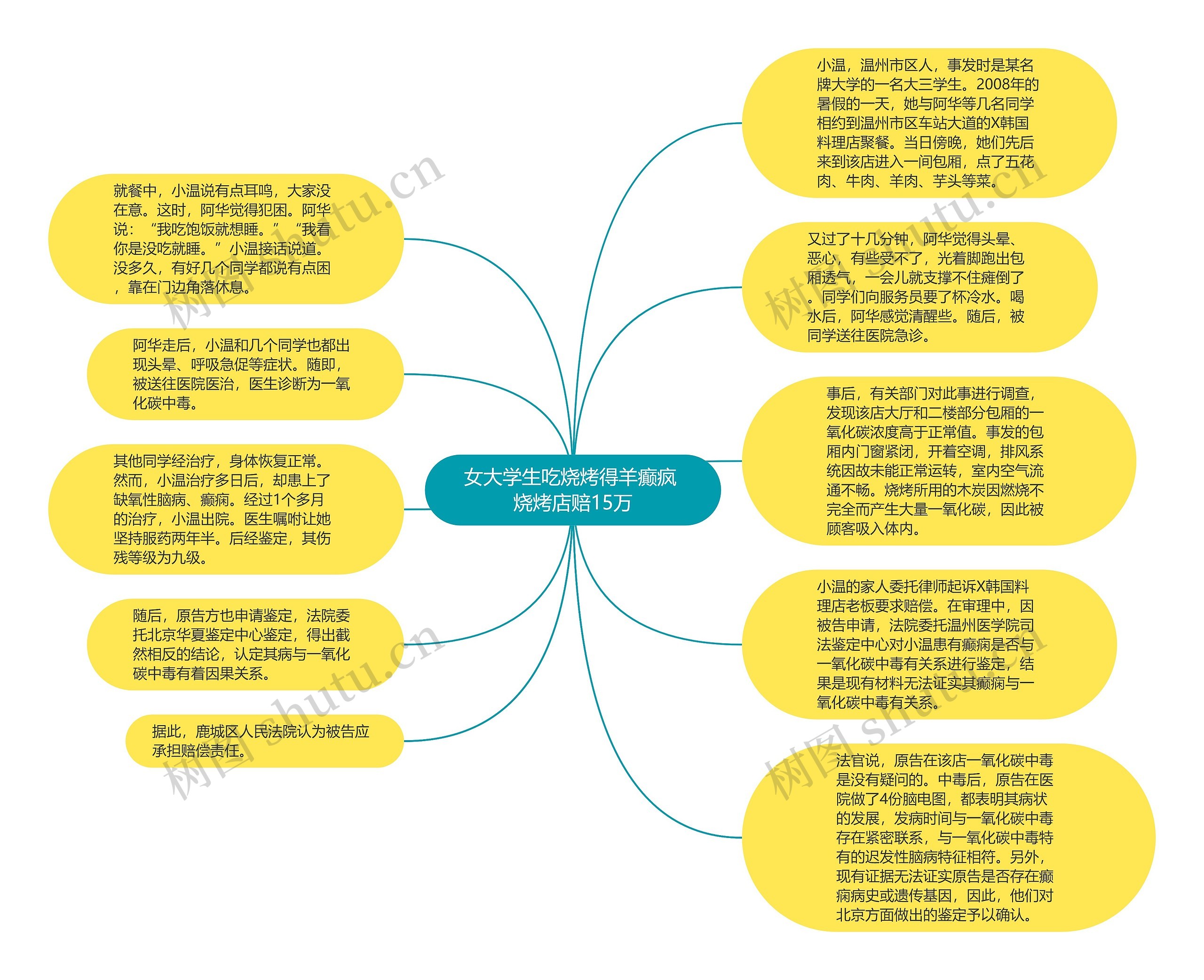 女大学生吃烧烤得羊癫疯 烧烤店赔15万思维导图