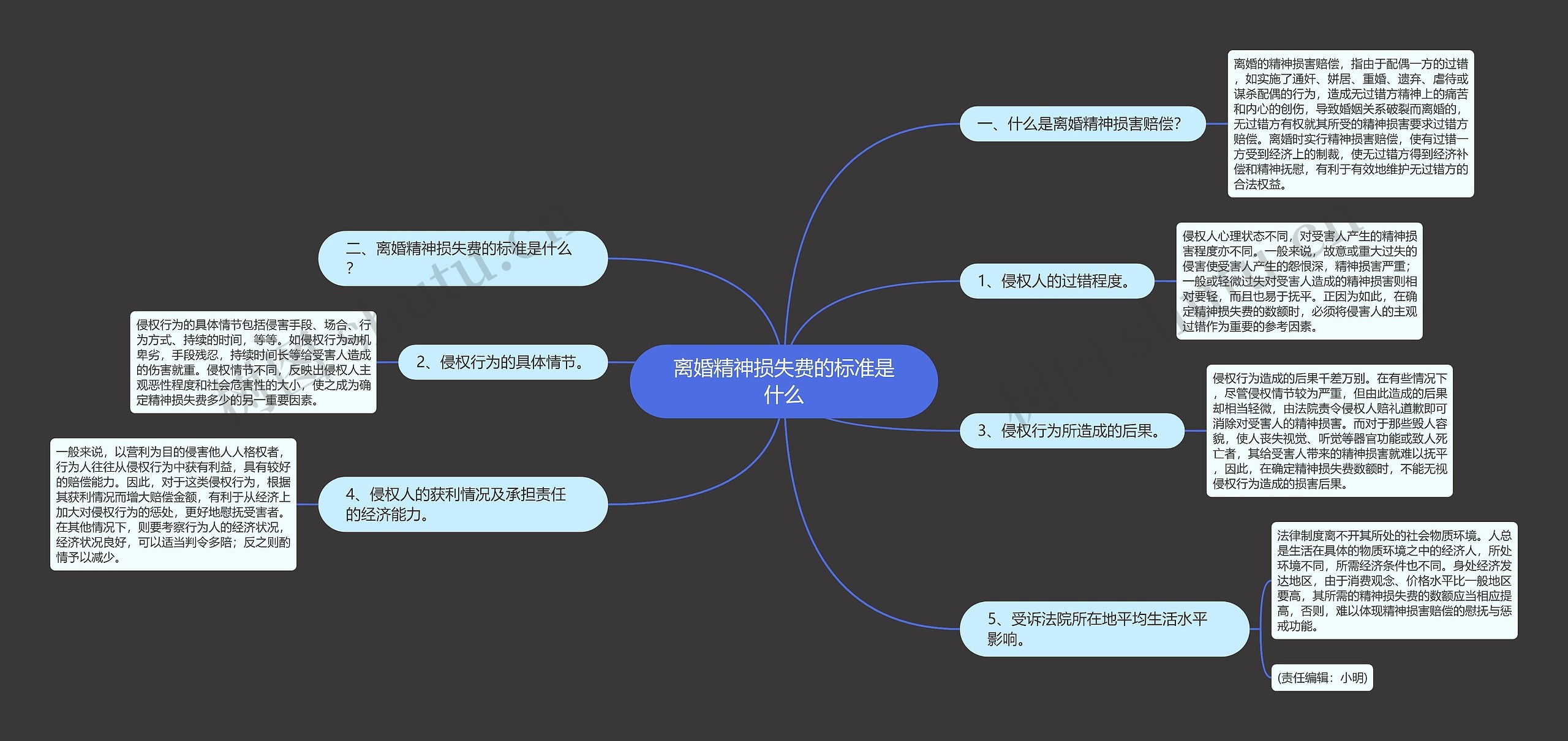 离婚精神损失费的标准是什么思维导图