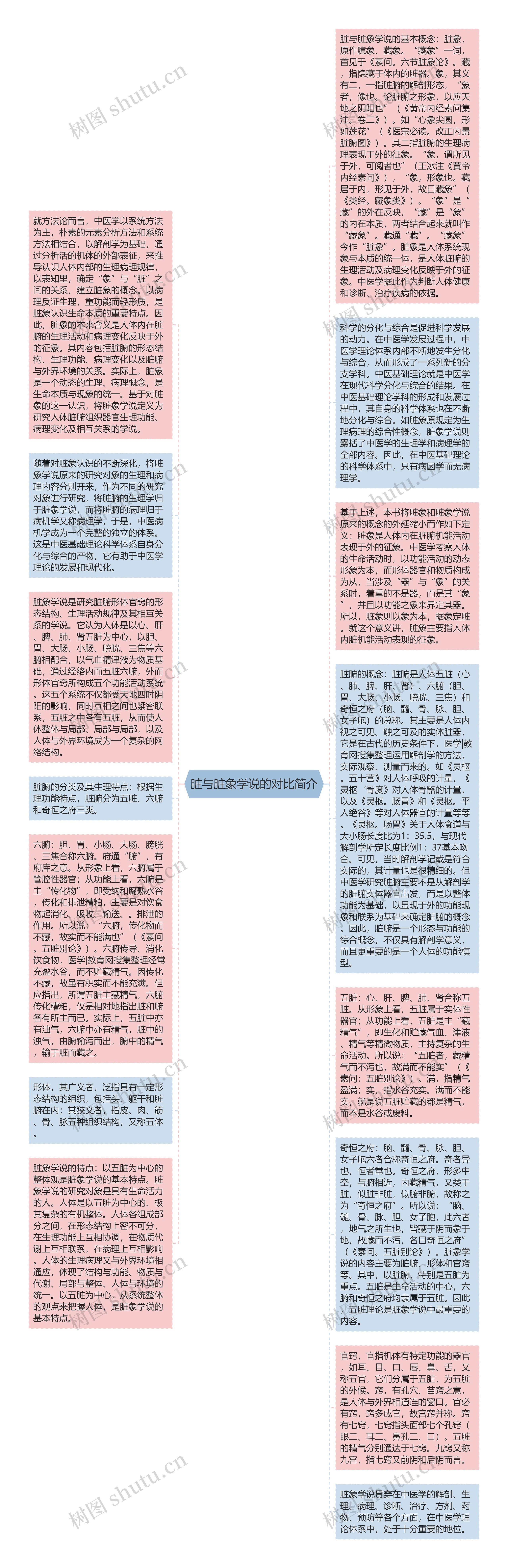 脏与脏象学说的对比简介思维导图