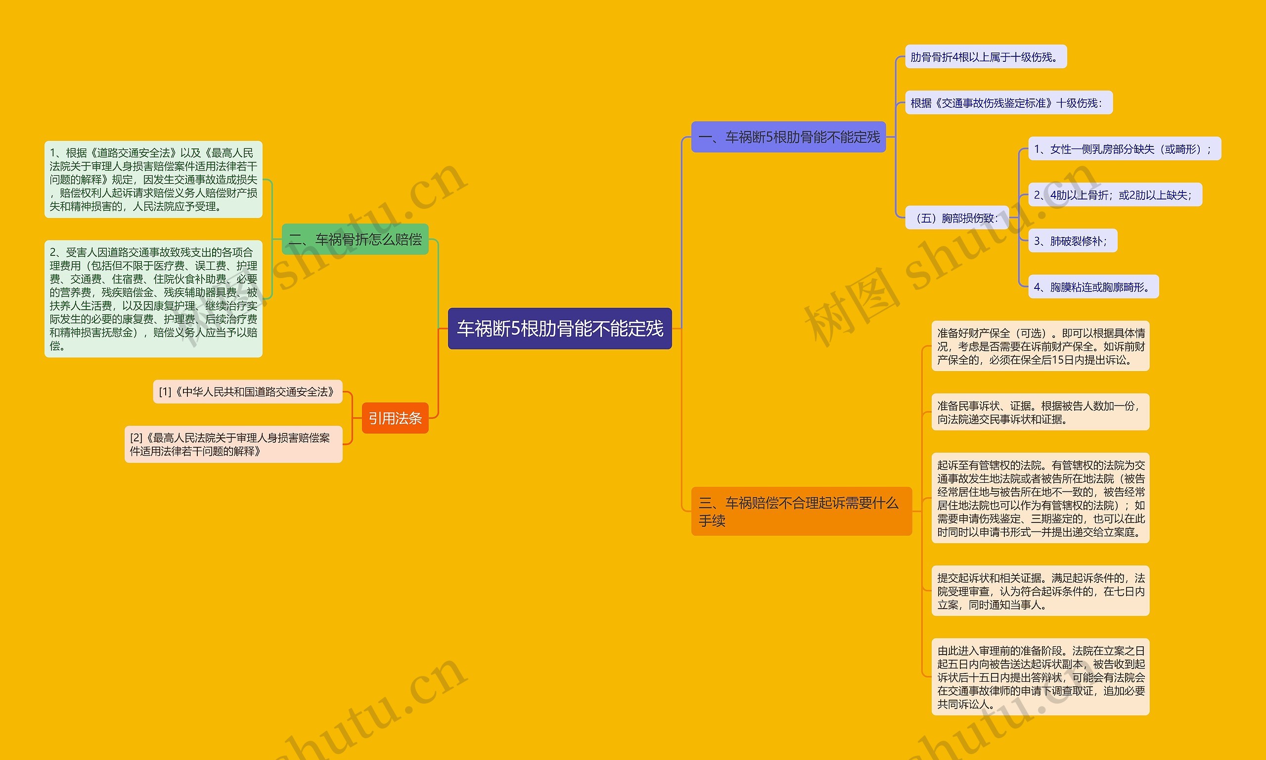 车祸断5根肋骨能不能定残思维导图