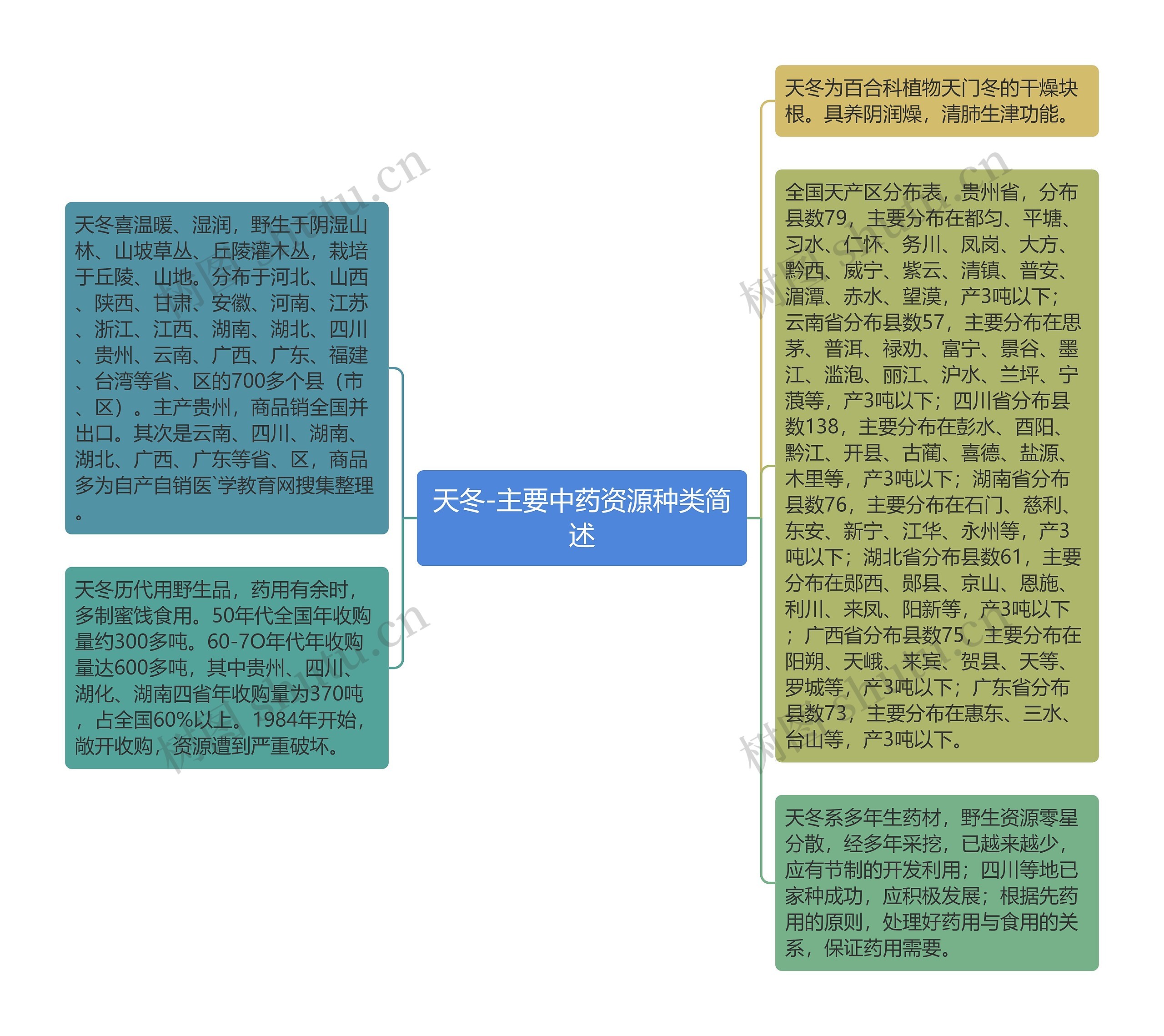 天冬-主要中药资源种类简述思维导图