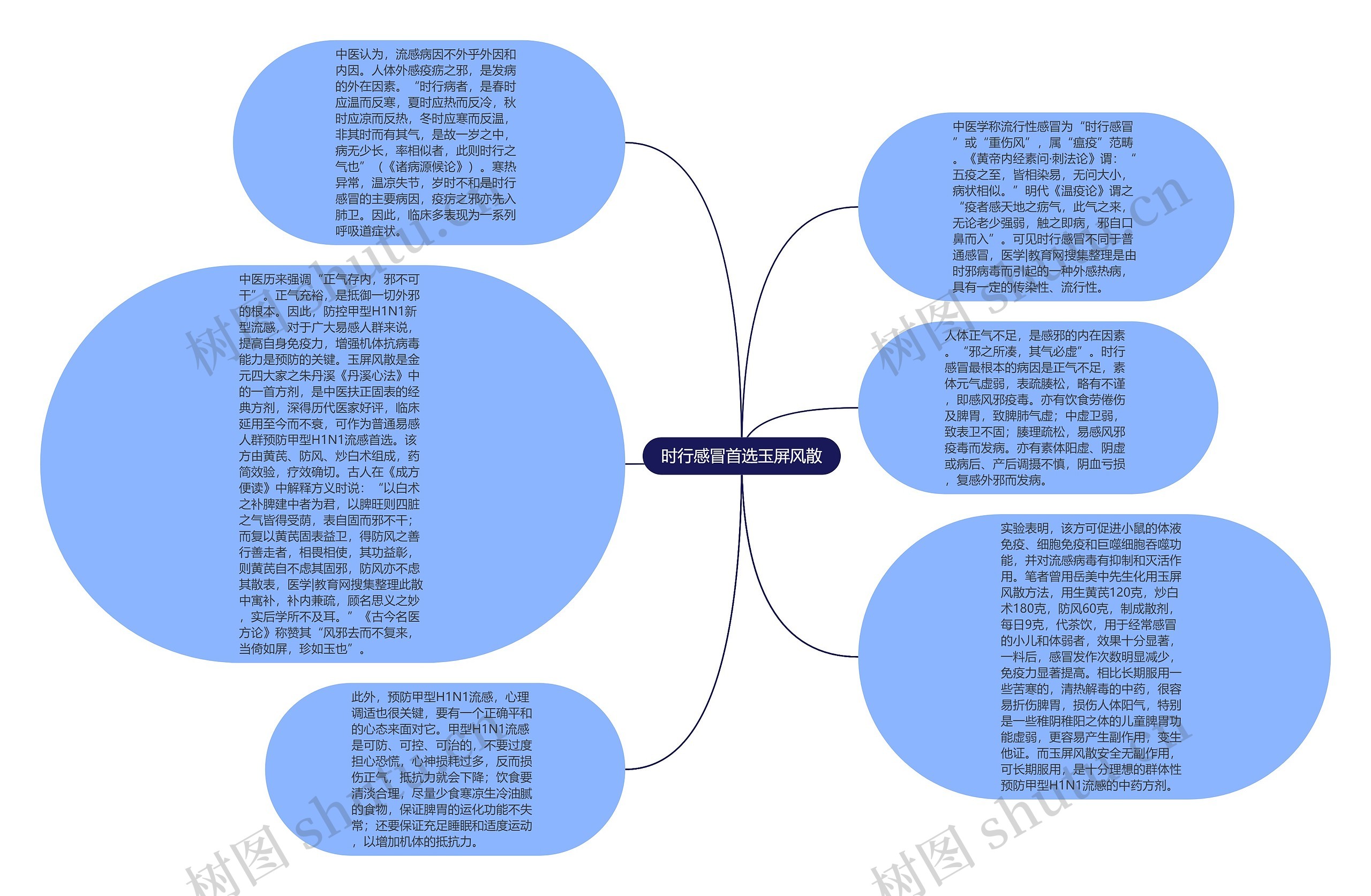 时行感冒首选玉屏风散思维导图