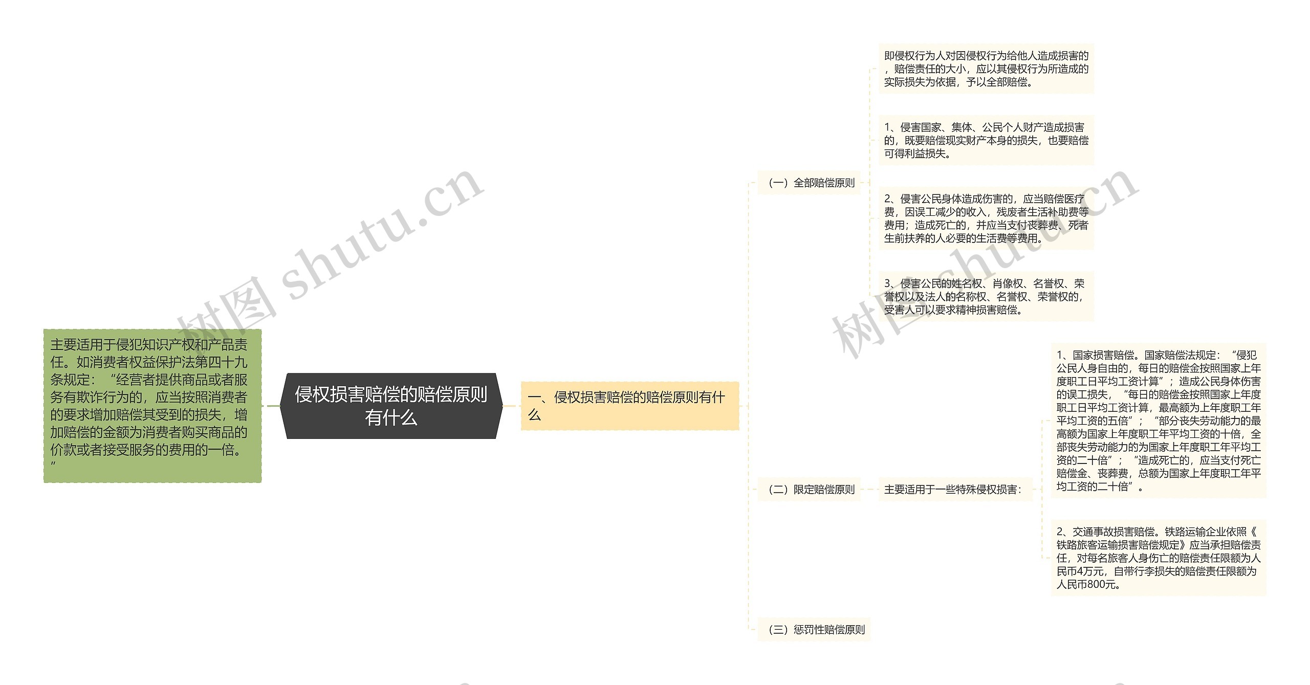 侵权损害赔偿的赔偿原则有什么思维导图