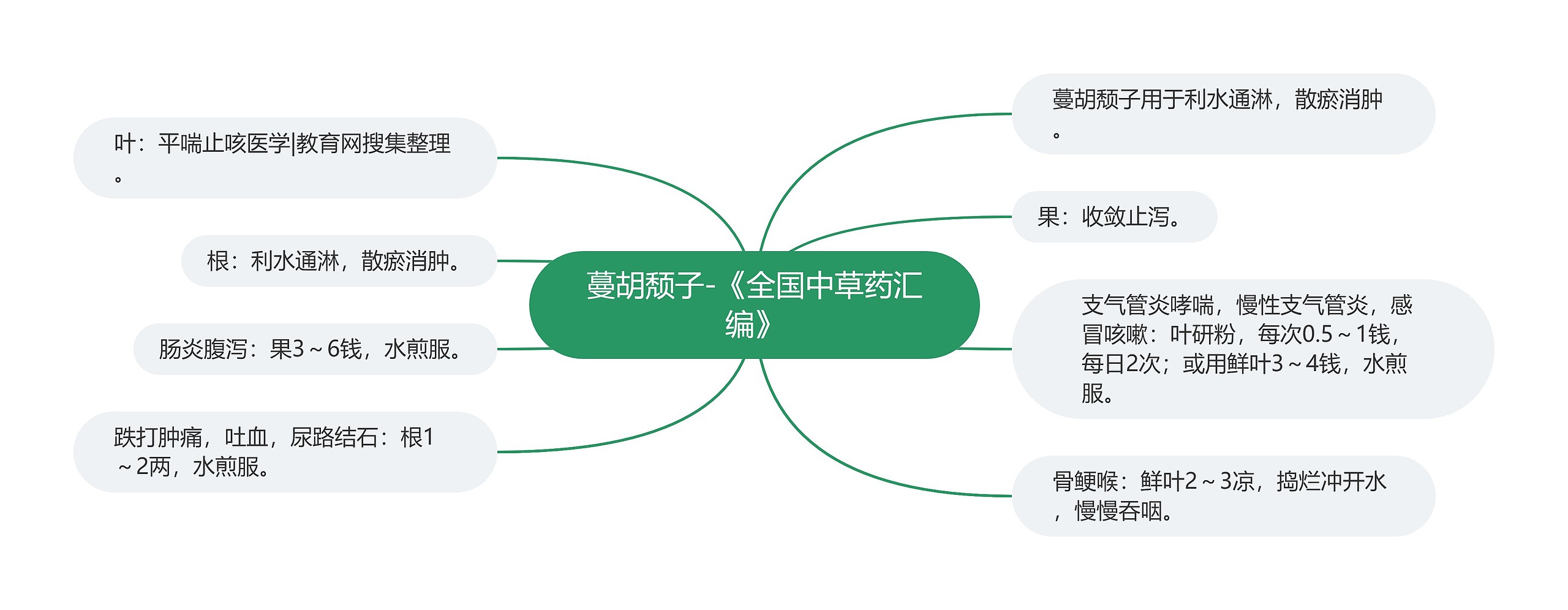 蔓胡颓子-《全国中草药汇编》思维导图