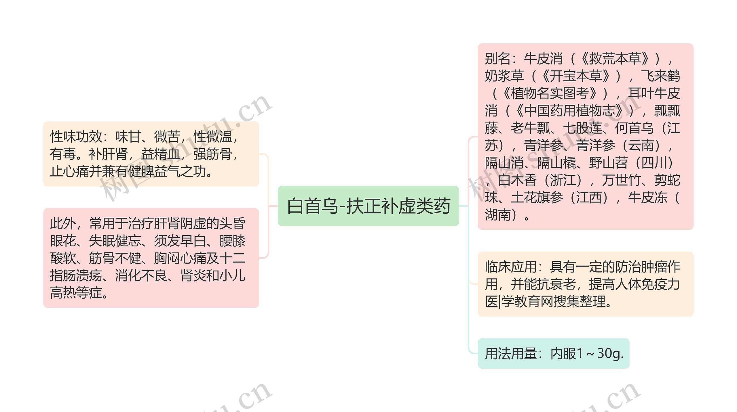 白首乌-扶正补虚类药思维导图