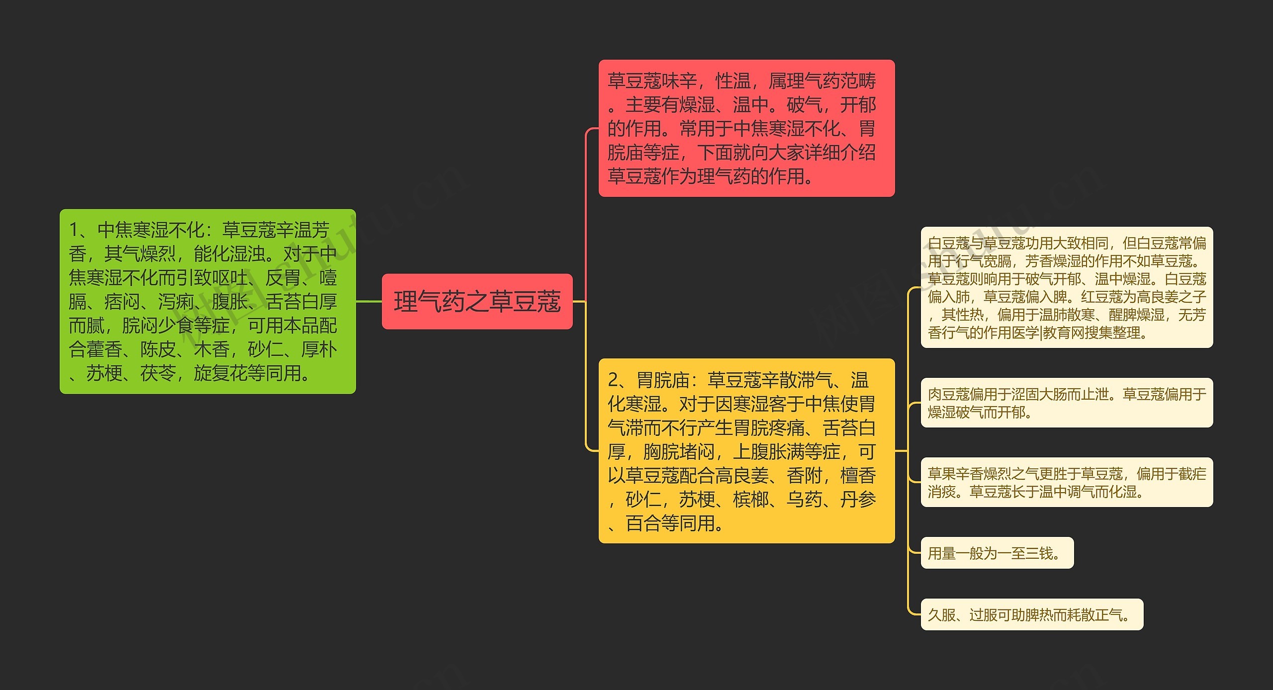 理气药之草豆蔻思维导图