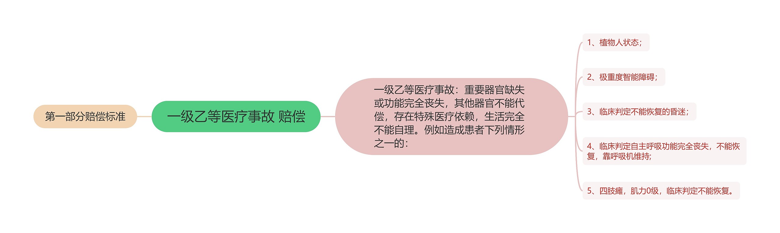 一级乙等医疗事故 赔偿思维导图高清图 一级乙等医疗事故 赔偿思维导图