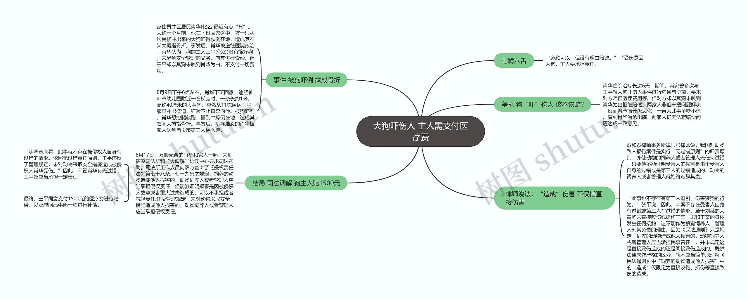 大狗吓伤人 主人需支付医疗费思维导图