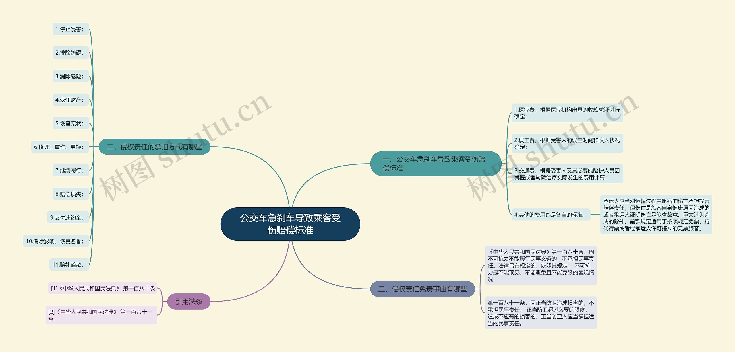 公交车急刹车导致乘客受伤赔偿标准思维导图