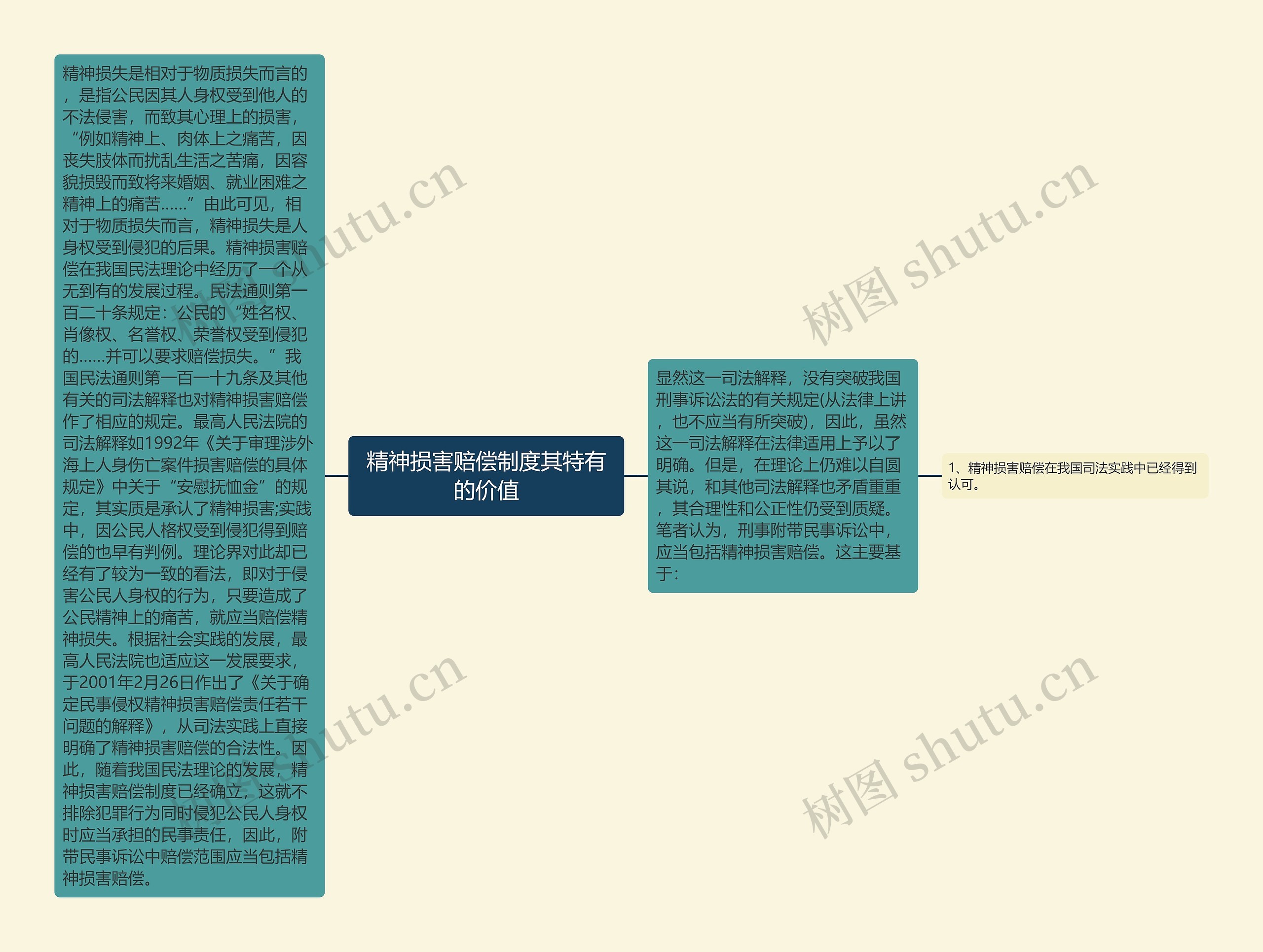 精神损害赔偿制度其特有的价值思维导图