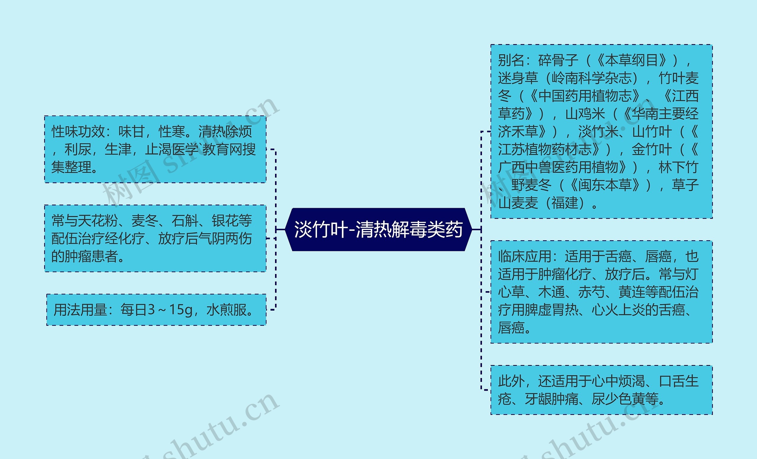 淡竹叶-清热解毒类药思维导图