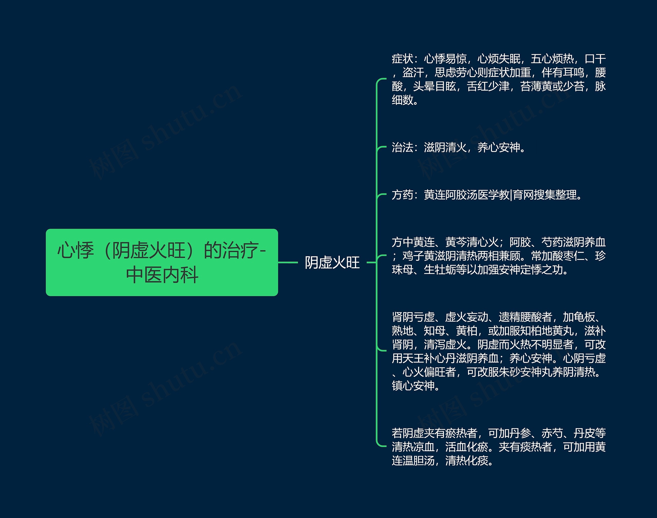 心悸（阴虚火旺）的治疗-中医内科思维导图