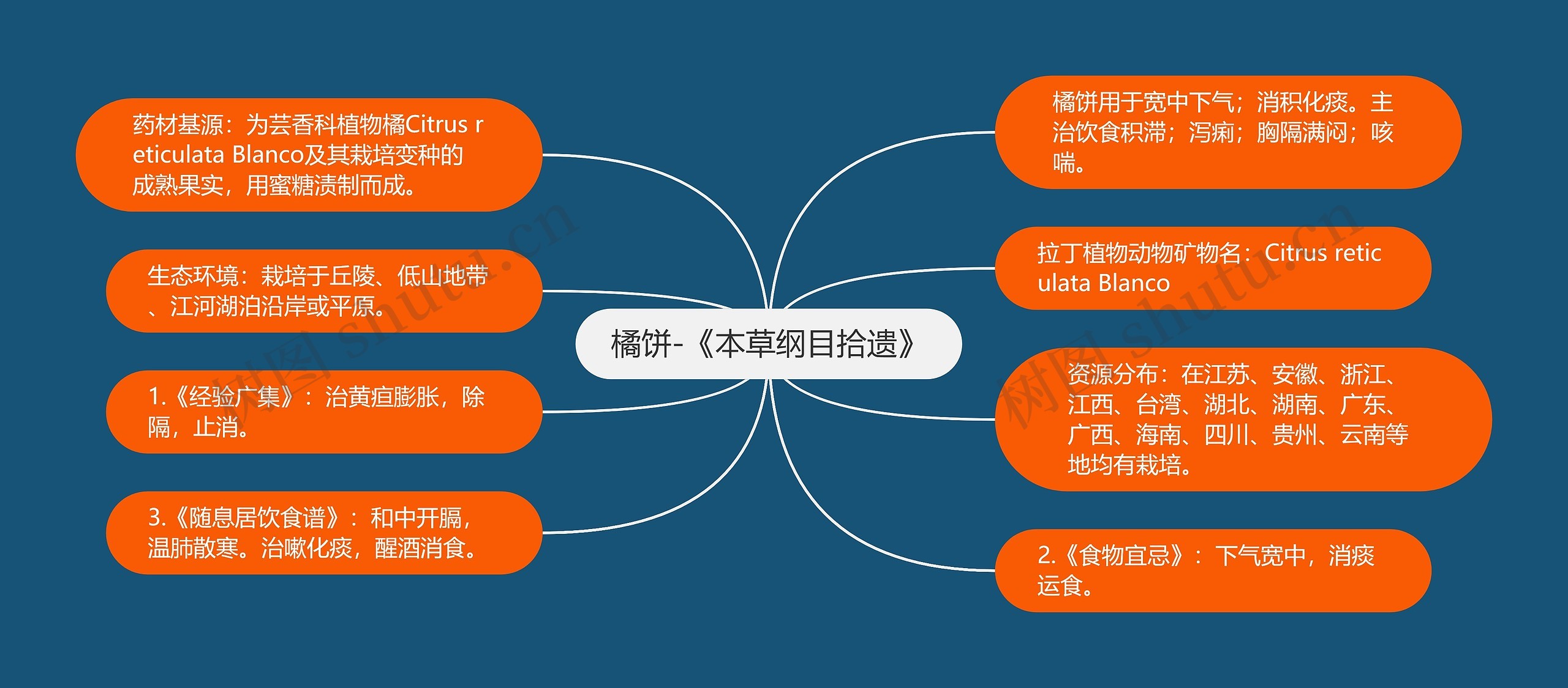 橘饼-《本草纲目拾遗》思维导图