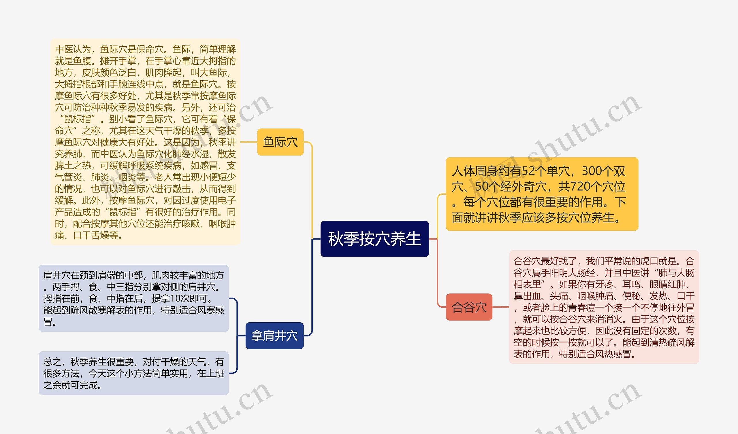 秋季按穴养生思维导图