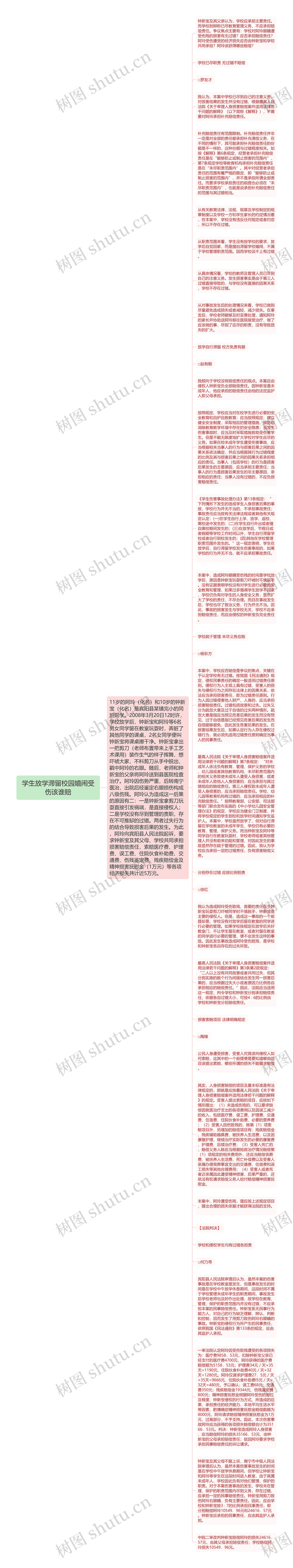 学生放学滞留校园嬉闹受伤该谁赔思维导图