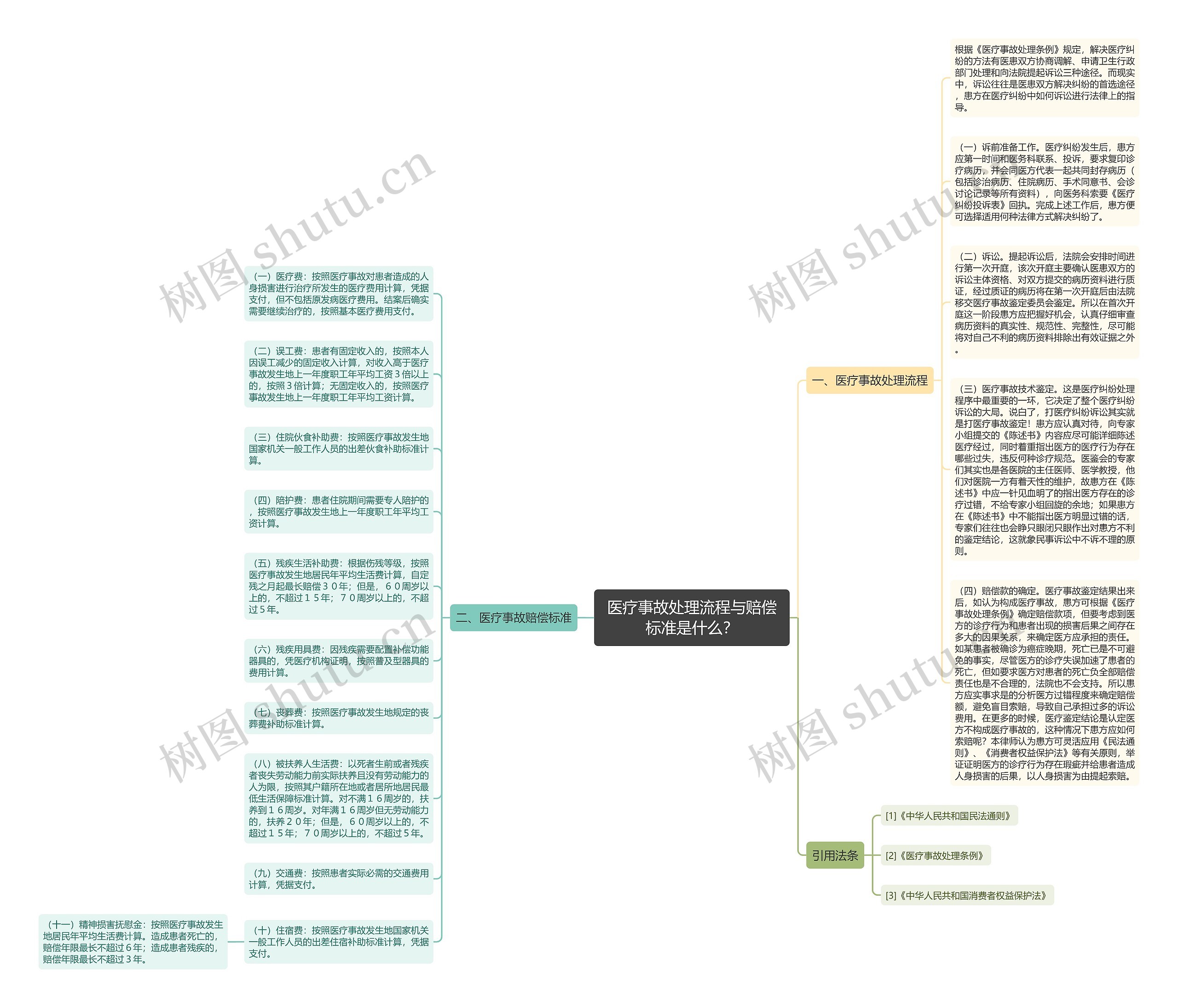 医疗事故处理流程与赔偿标准是什么？思维导图