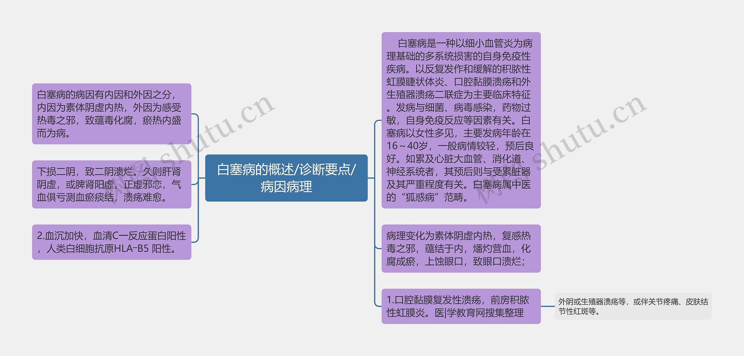 白塞病的概述/诊断要点/病因病理思维导图