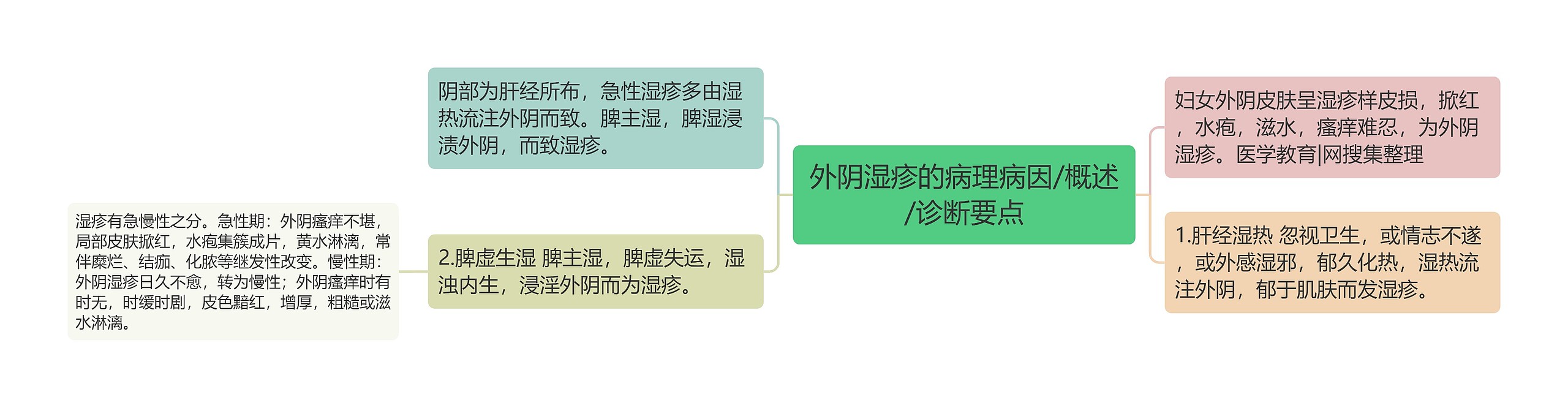 外阴湿疹的病理病因/概述/诊断要点思维导图