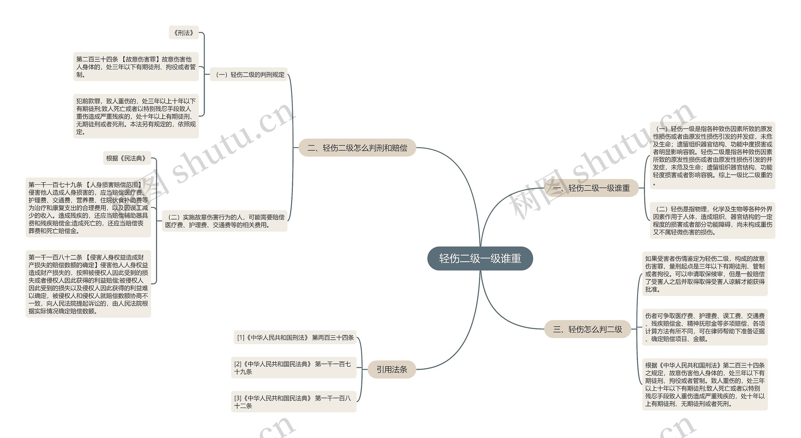 轻伤二级一级谁重思维导图