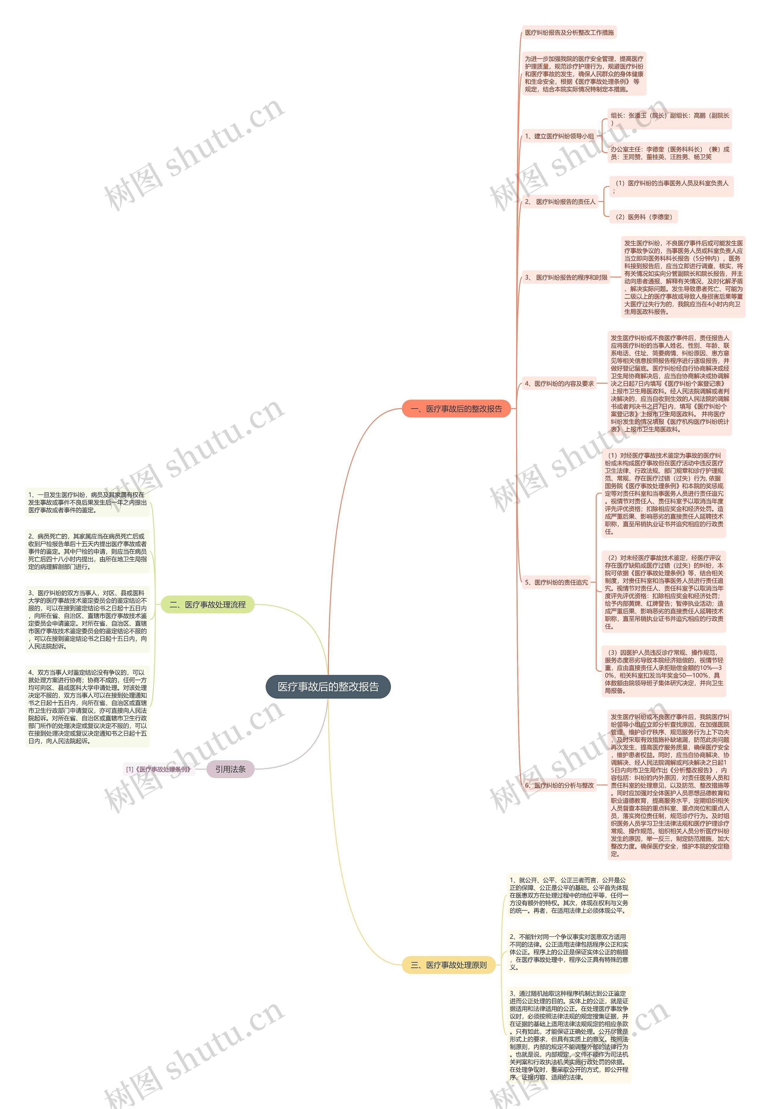 医疗事故后的整改报告思维导图