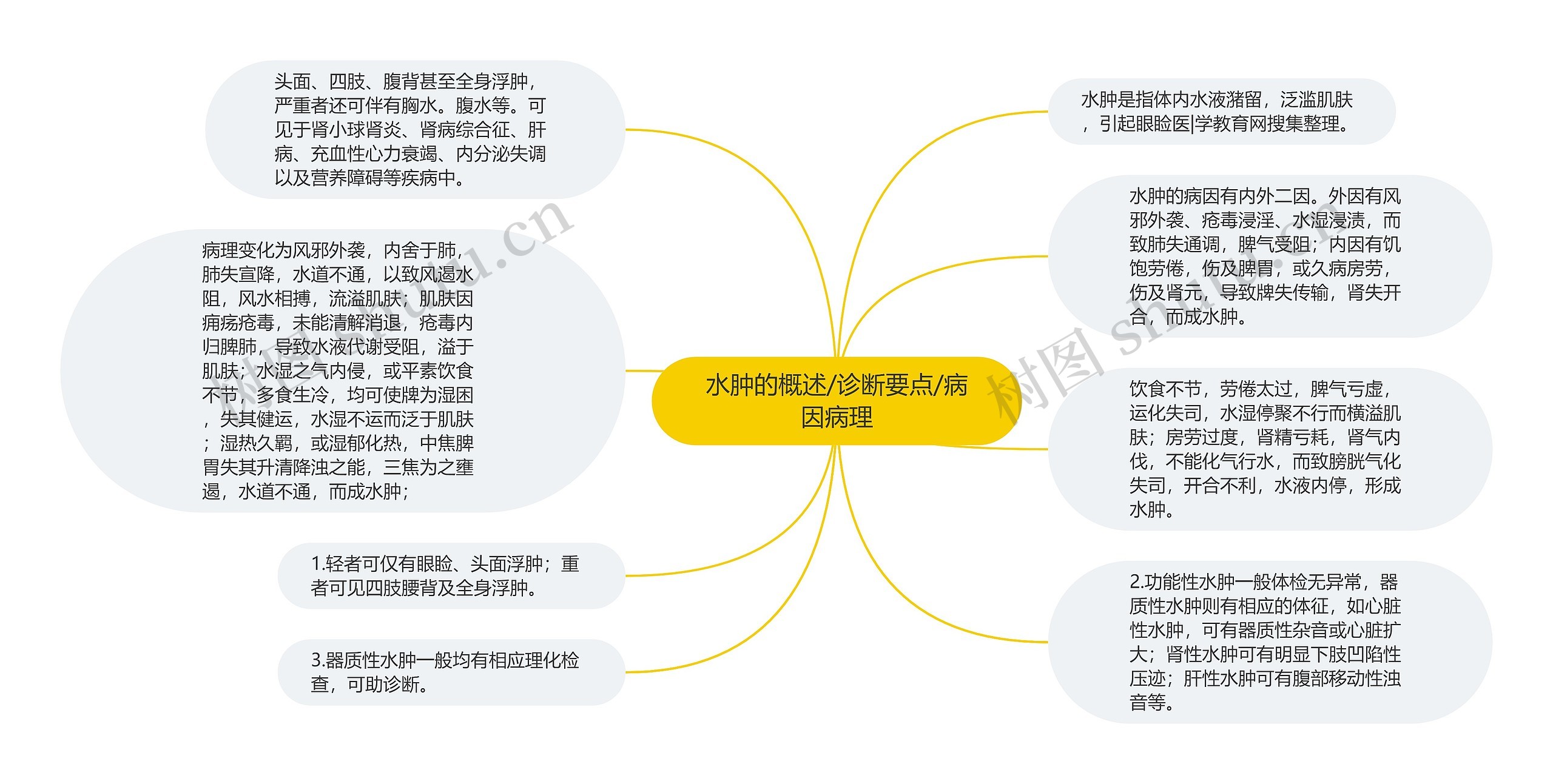 水肿的概述/诊断要点/病因病理思维导图