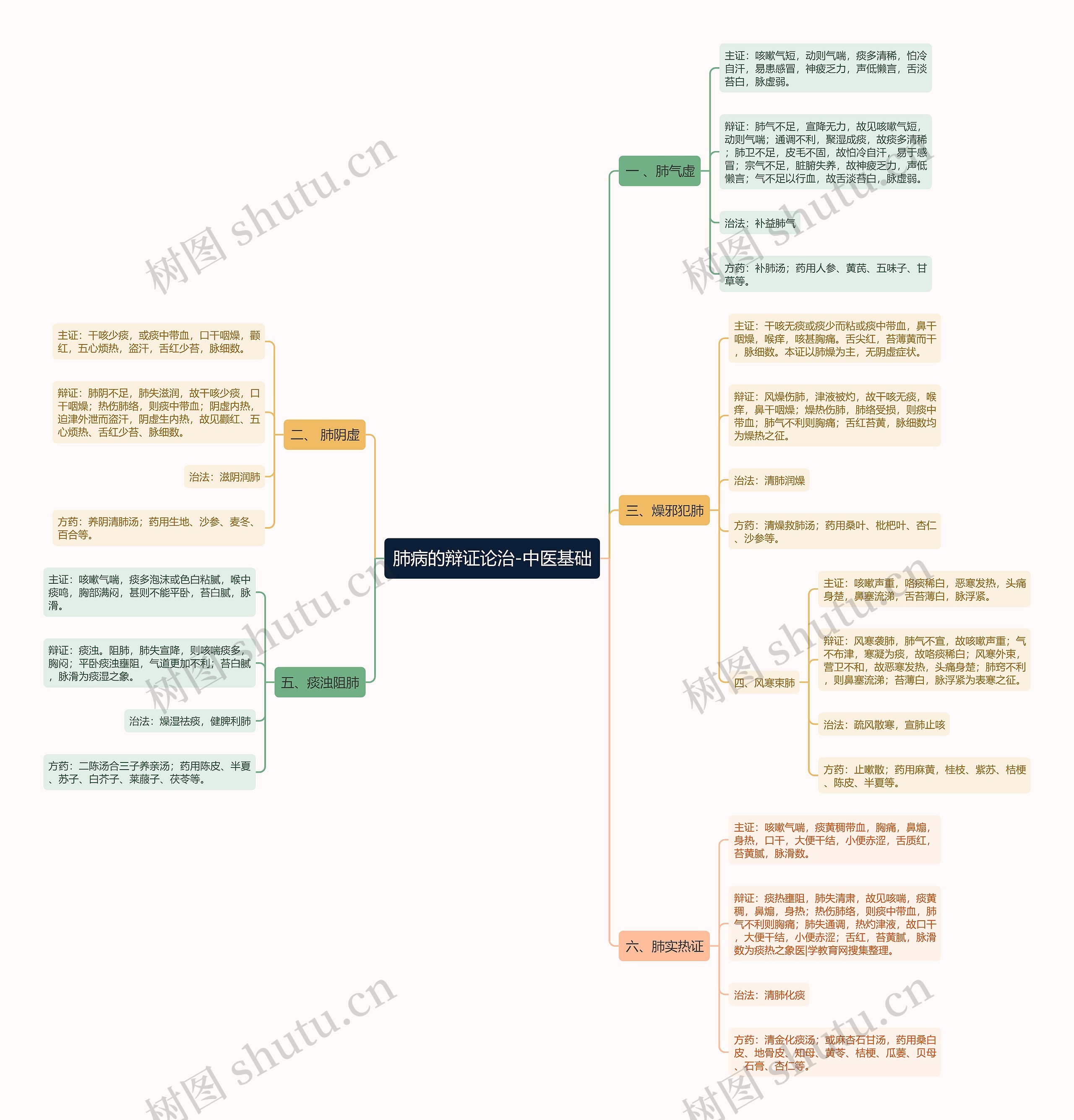 肺病的辩证论治-中医基础思维导图