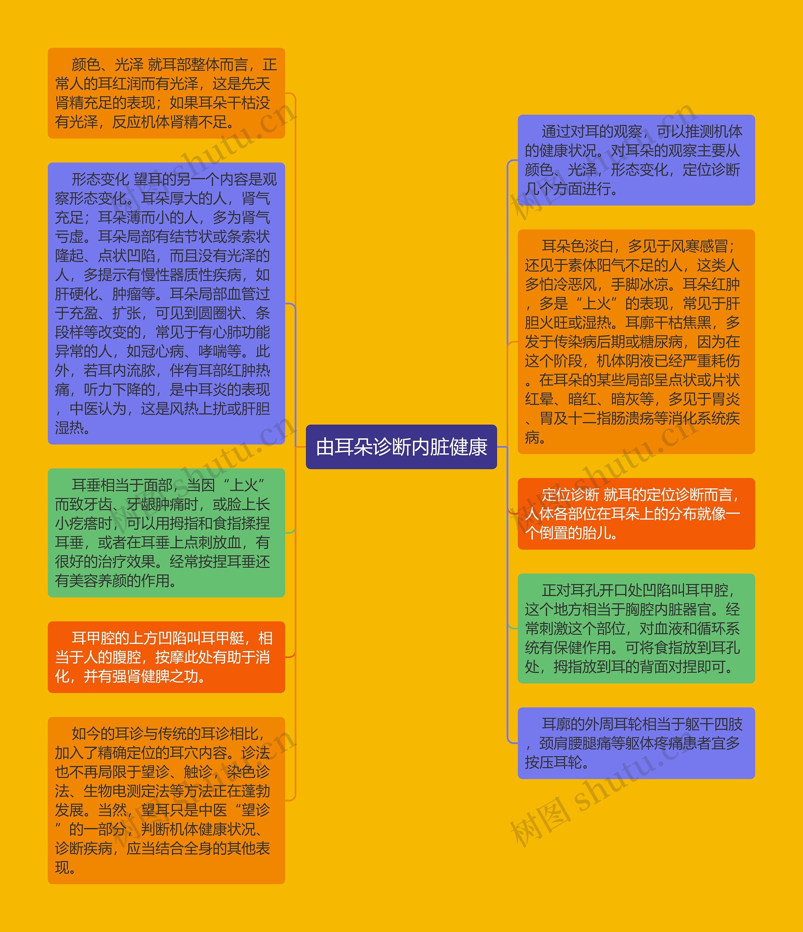 由耳朵诊断内脏健康思维导图