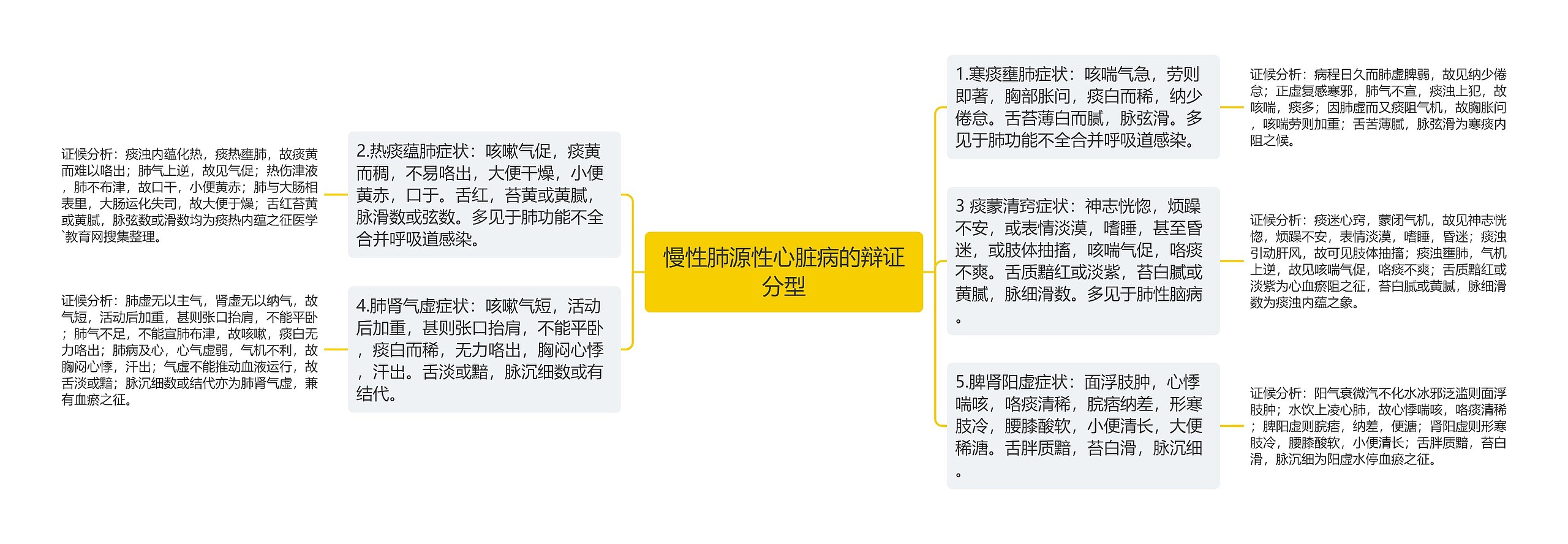 慢性肺源性心脏病的辩证分型思维导图