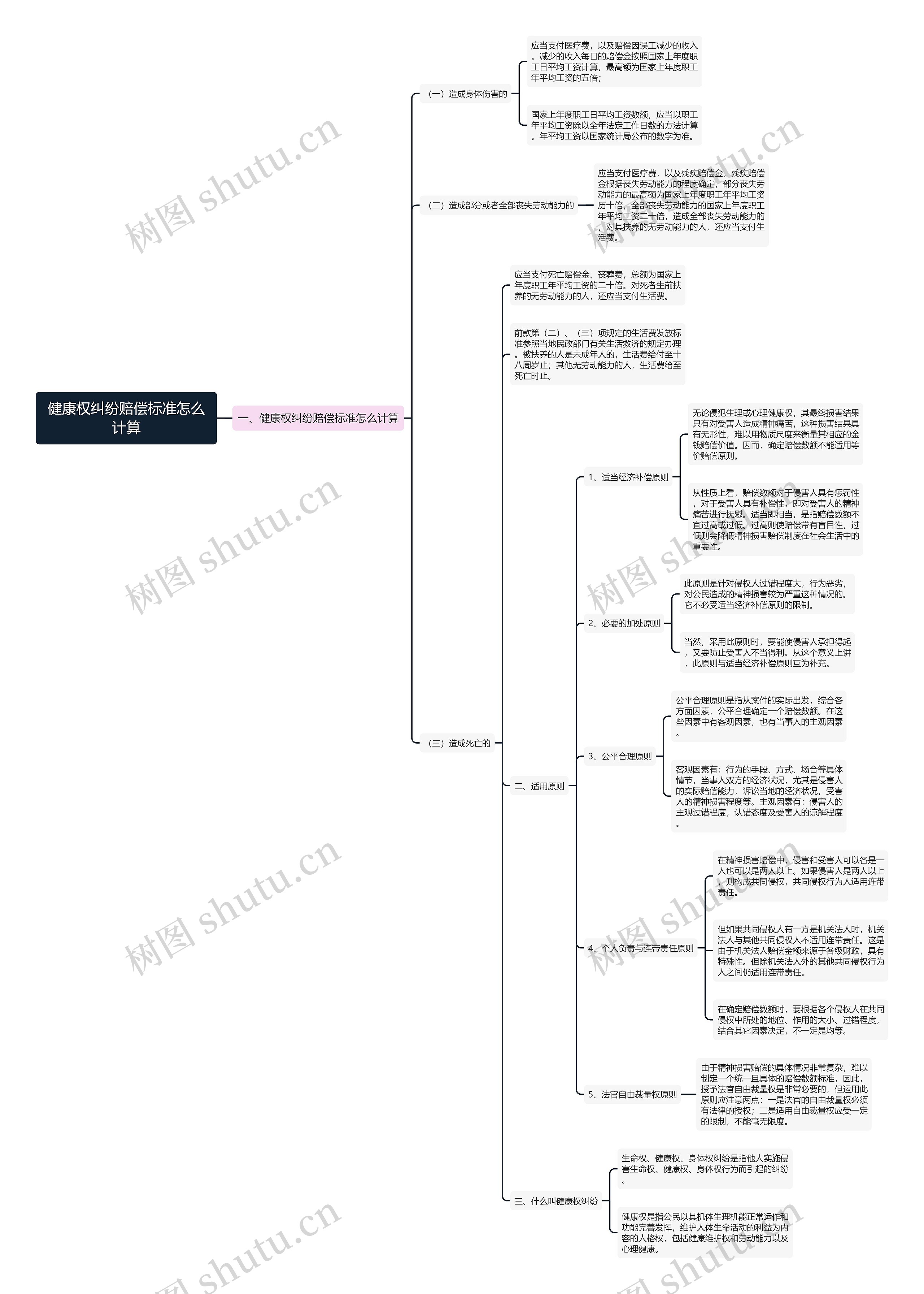 健康权纠纷赔偿标准怎么计算思维导图