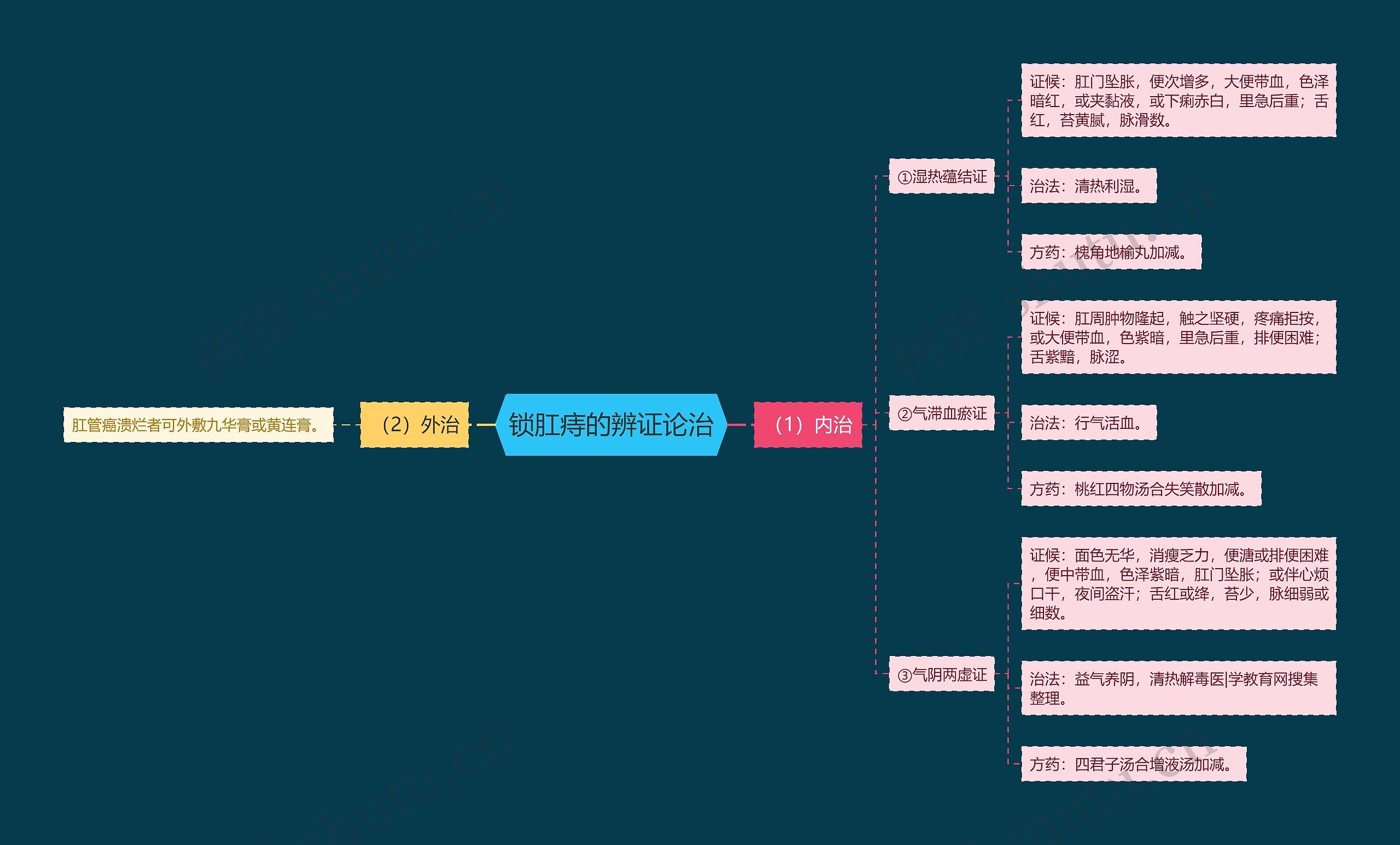 锁肛痔的辨证论治思维导图