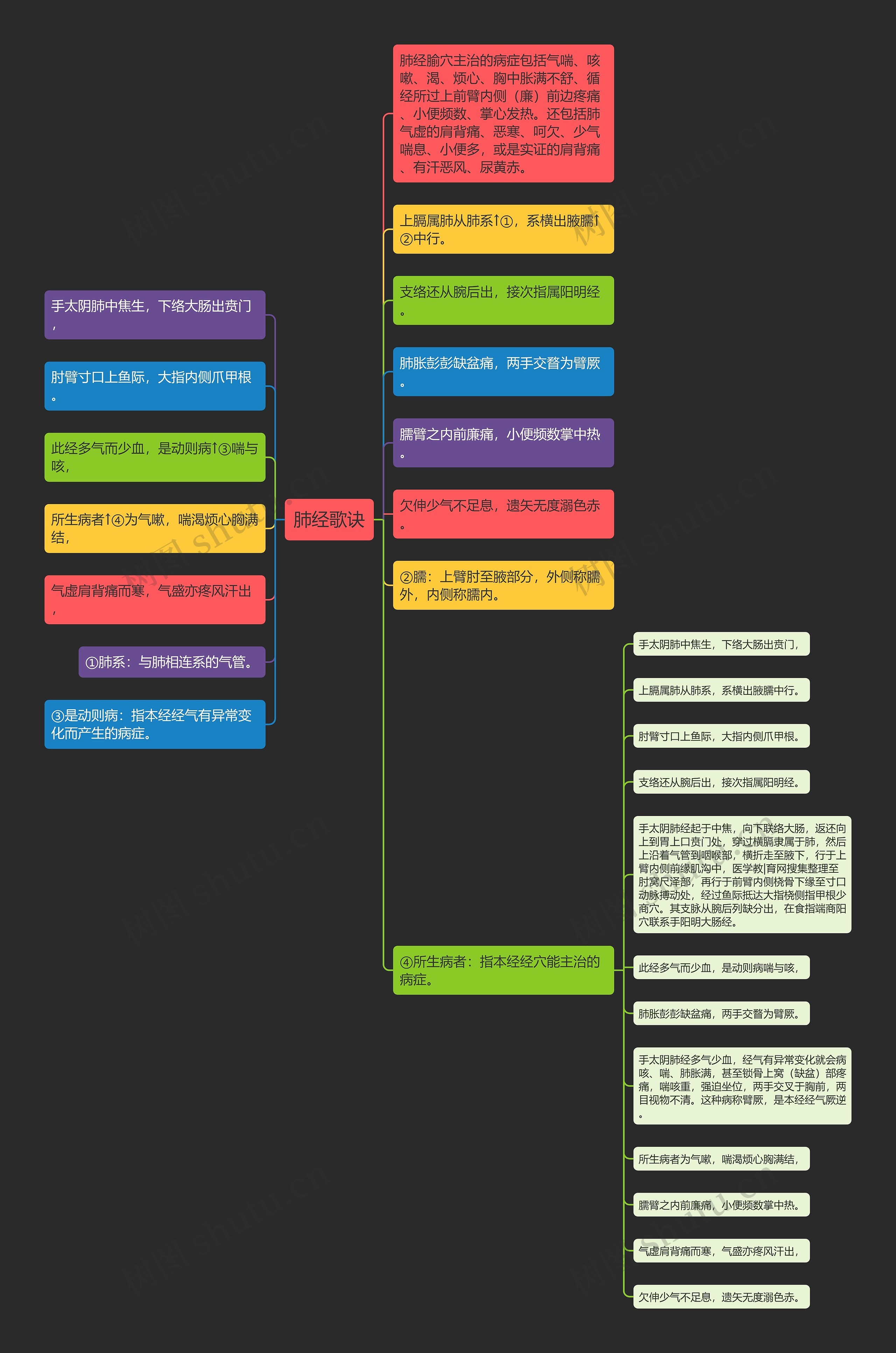 肺经歌诀思维导图