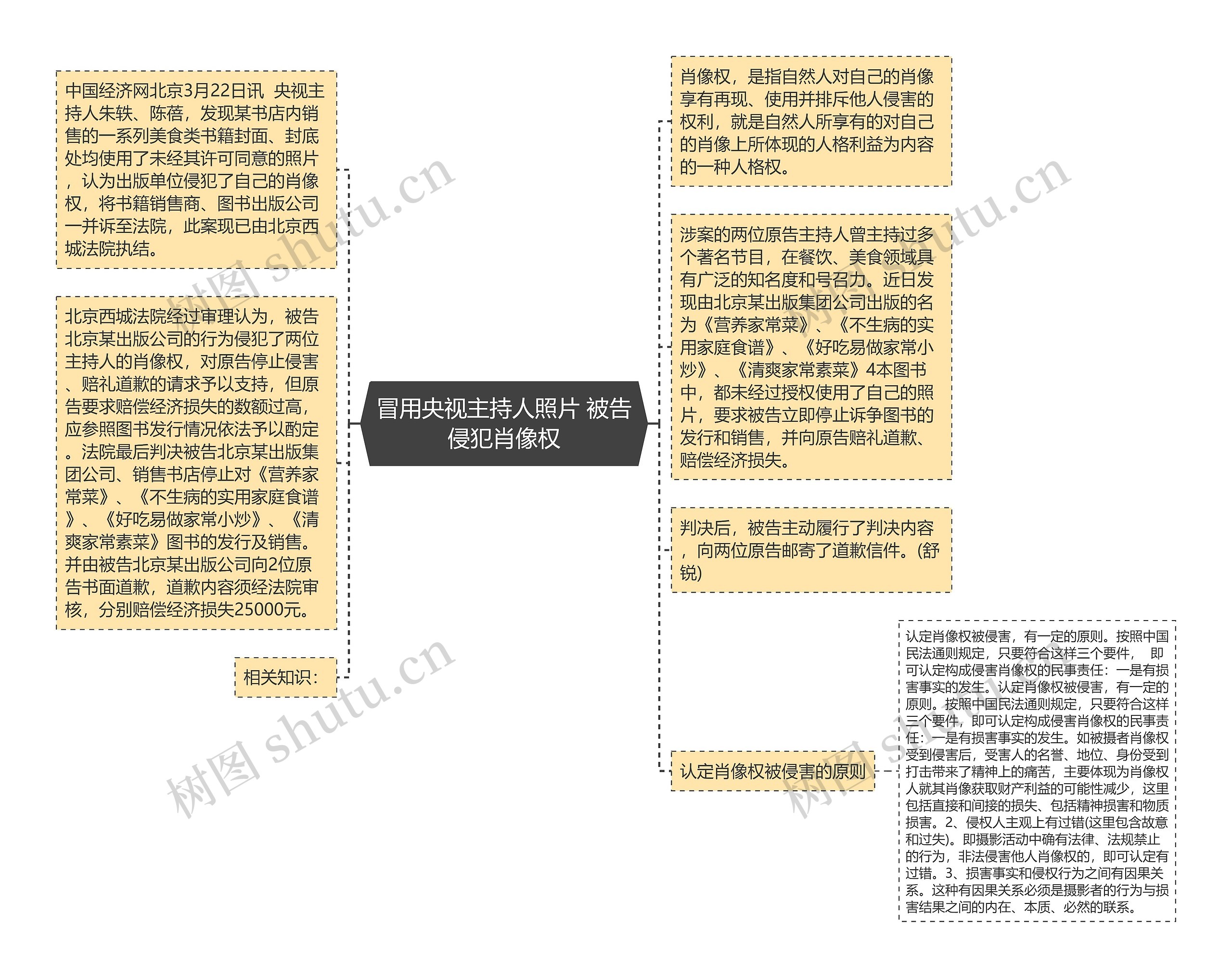 冒用央视主持人照片 被告侵犯肖像权思维导图