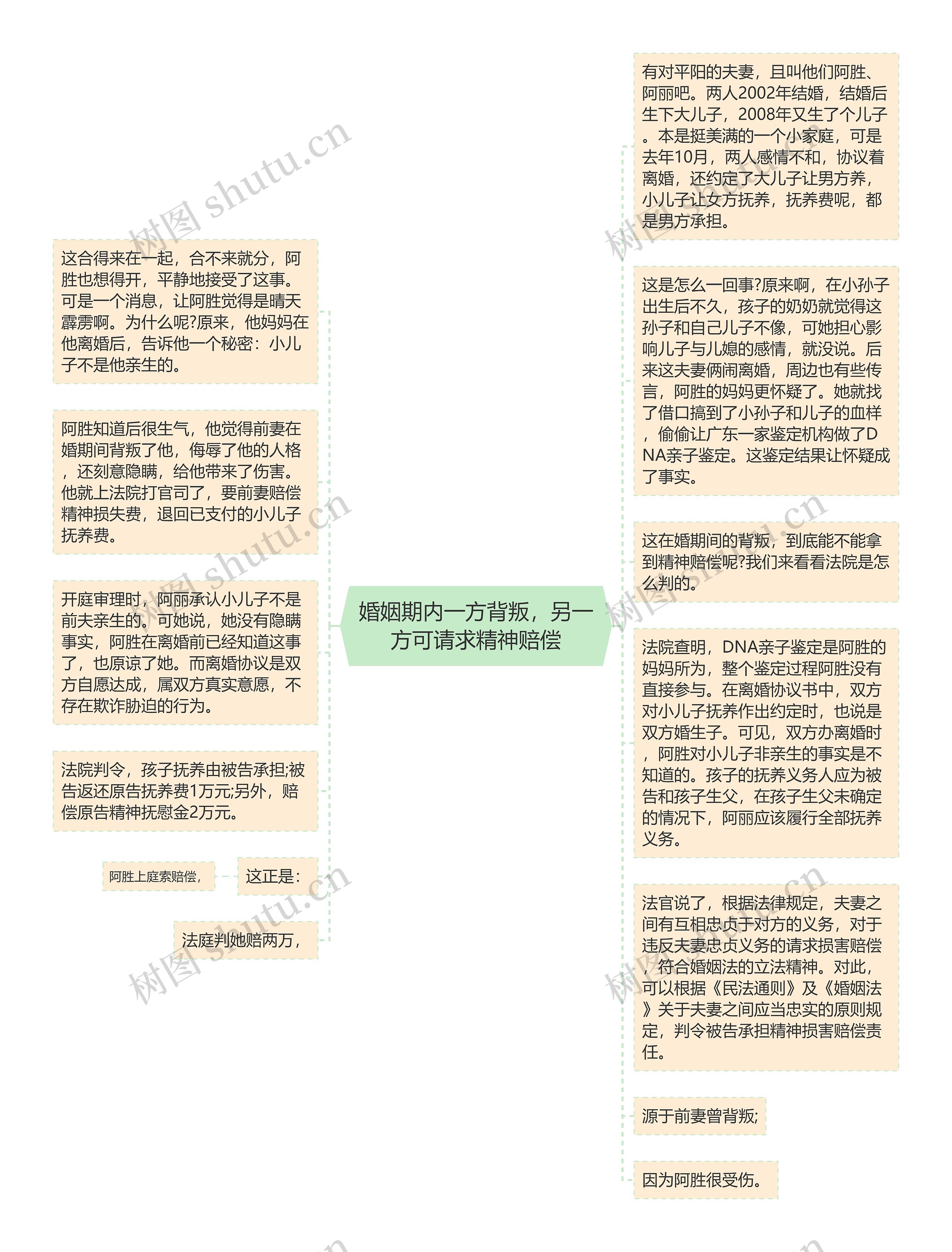 婚姻期内一方背叛，另一方可请求精神赔偿思维导图