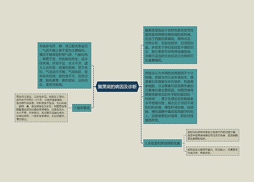 黧黑斑的病因及诊断