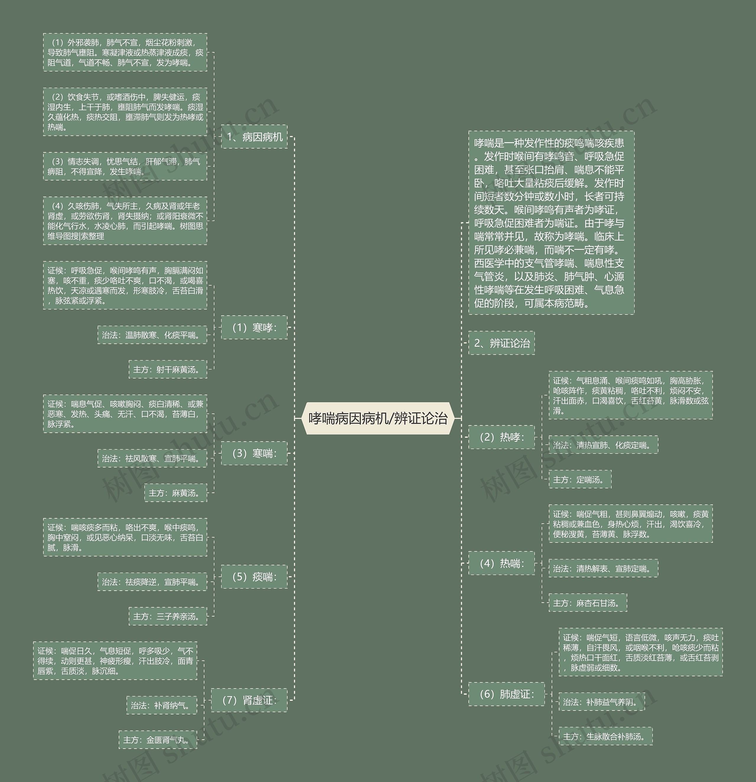 哮喘病因病机/辨证论治思维导图