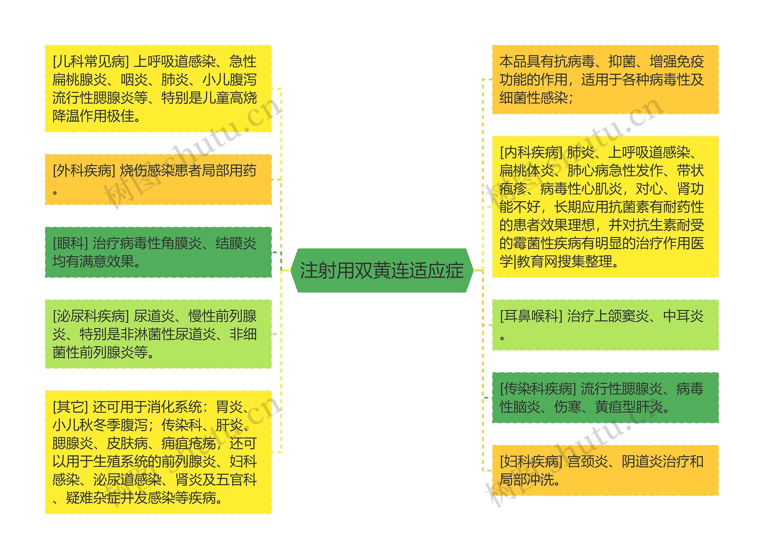 注射用双黄连适应症思维导图