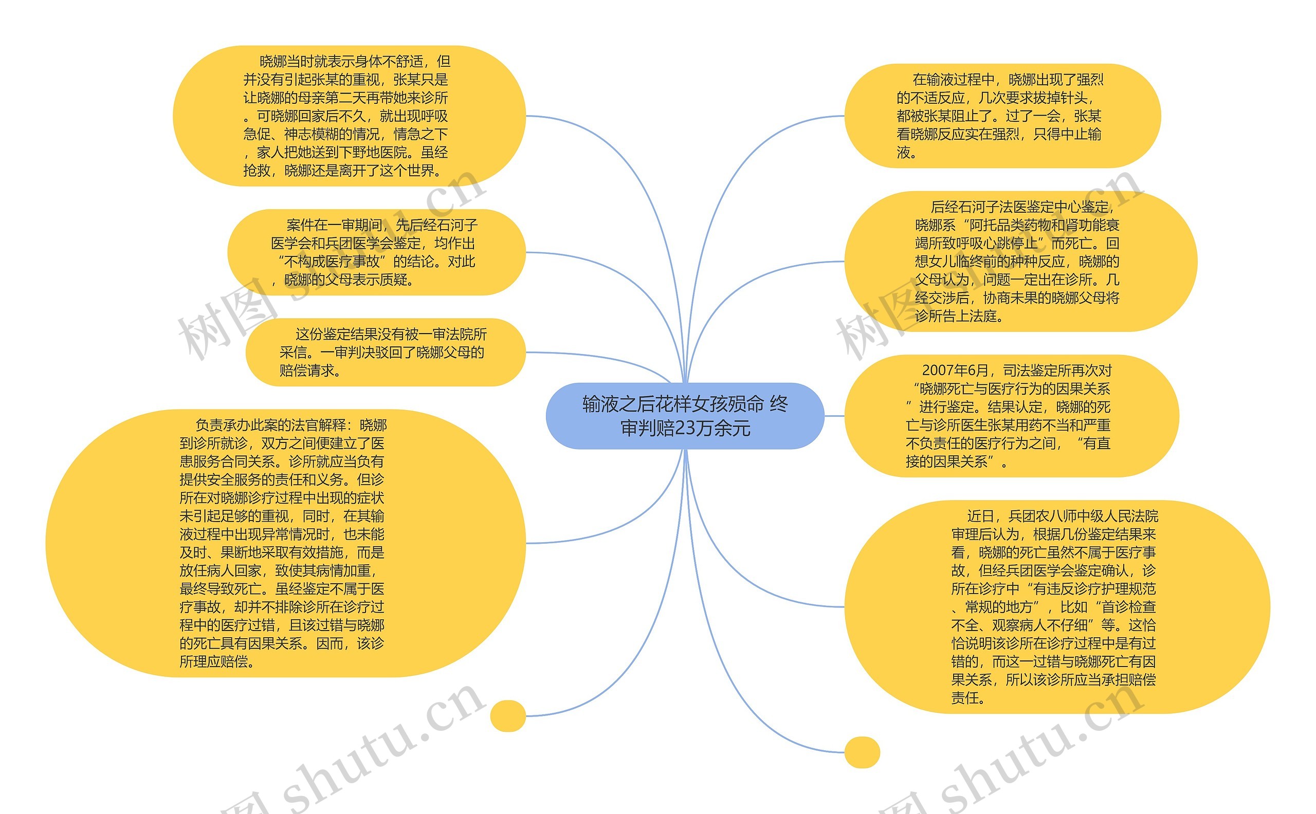 输液之后花样女孩殒命 终审判赔23万余元思维导图