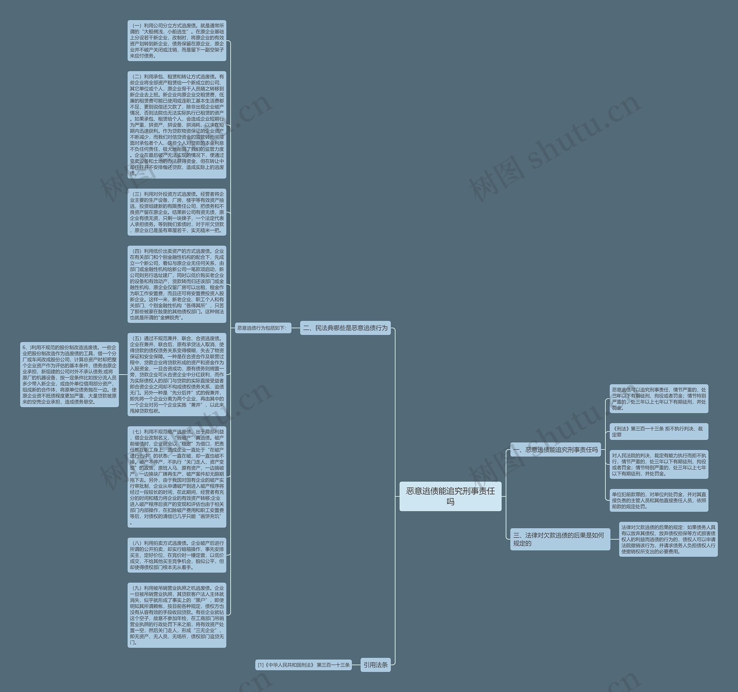 恶意逃债能追究刑事责任吗思维导图