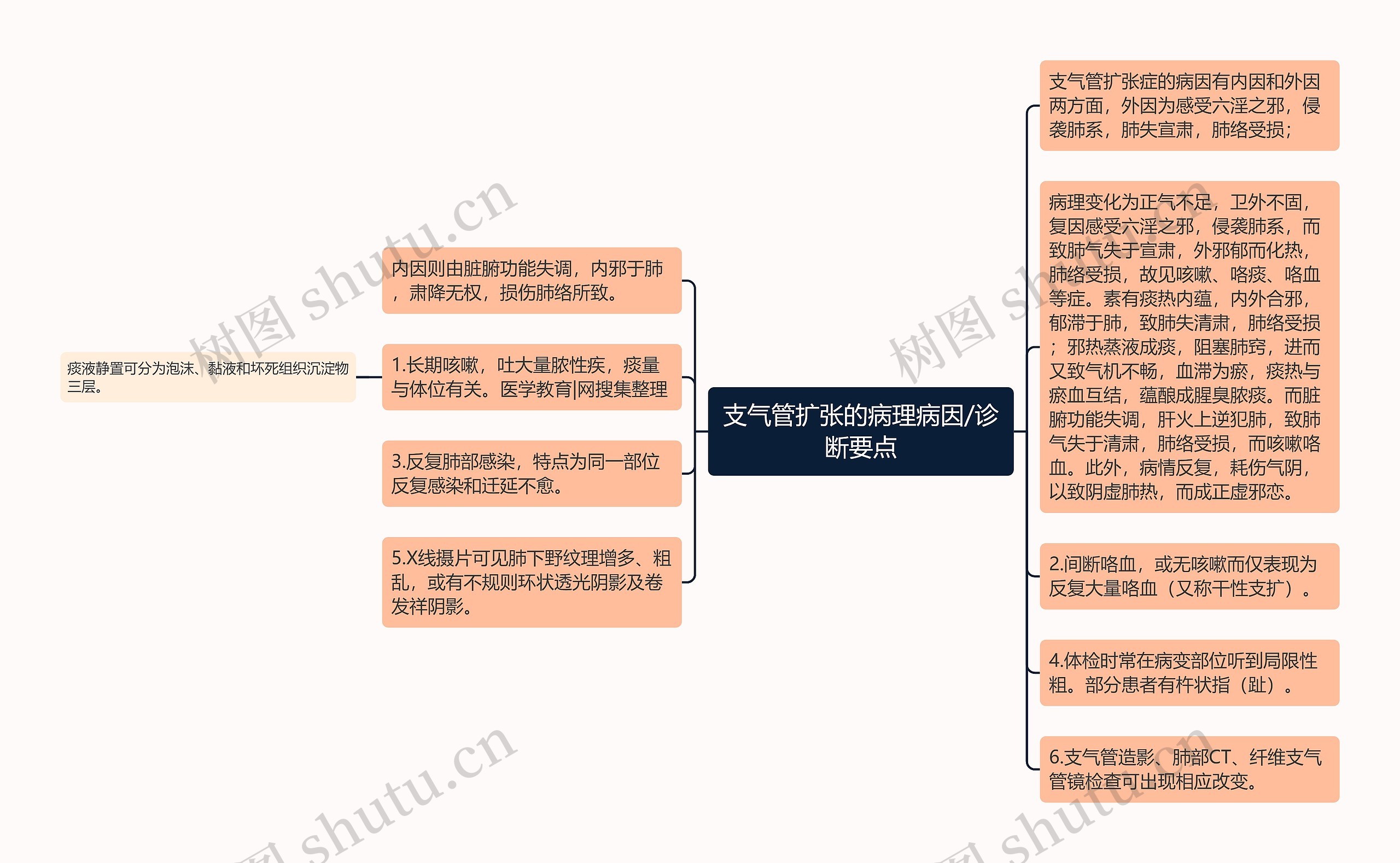 支气管扩张的病理病因/诊断要点思维导图