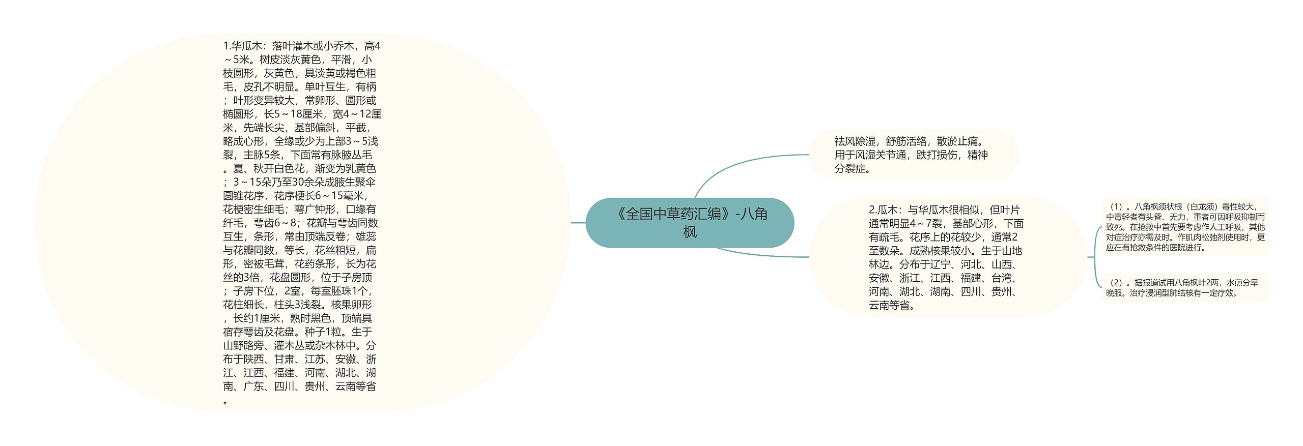 《全国中草药汇编》-八角枫思维导图