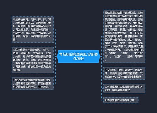 肾结核的病理病因/诊断要点/概述