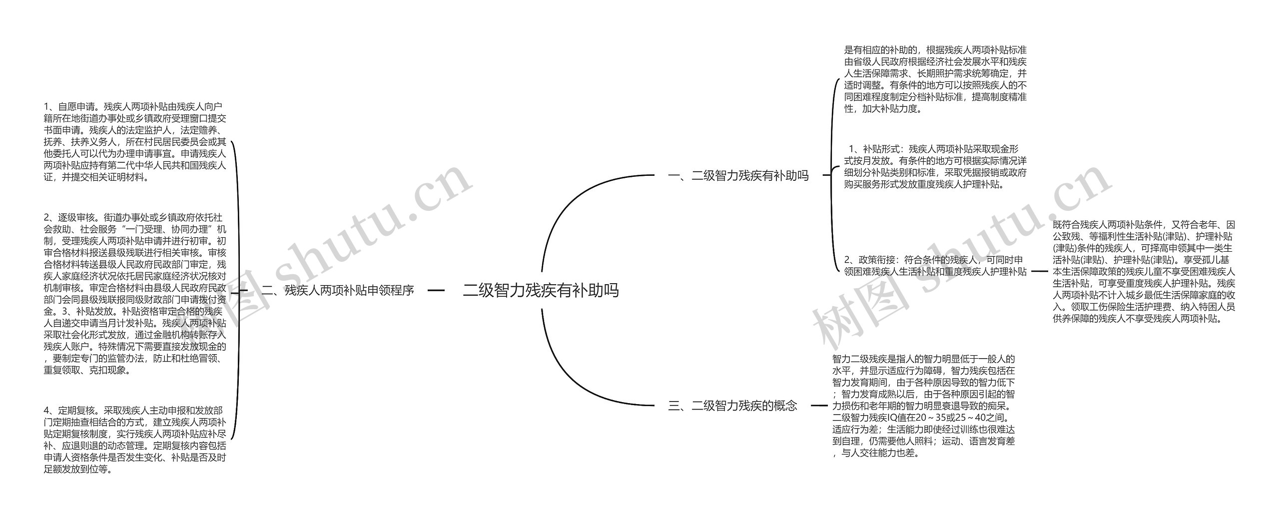 二级智力残疾有补助吗思维导图