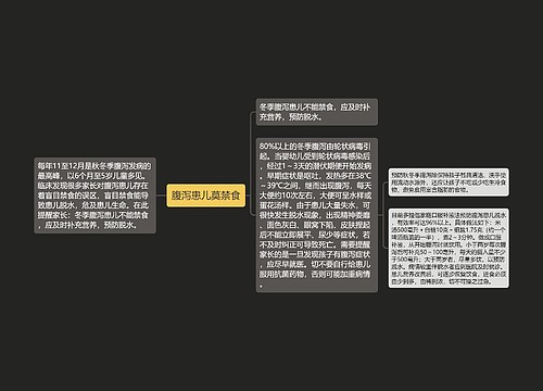腹泻患儿莫禁食