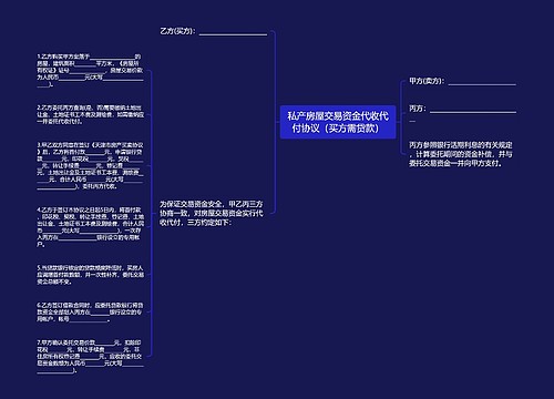 私产房屋交易资金代收代付协议（买方需贷款）