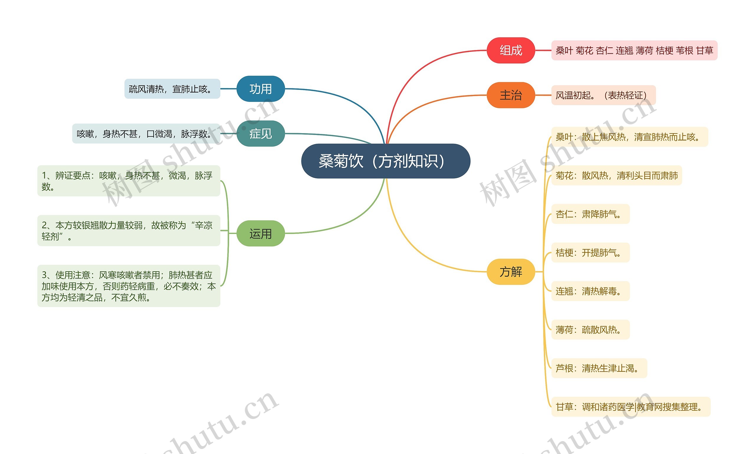 桑菊饮（方剂知识）思维导图