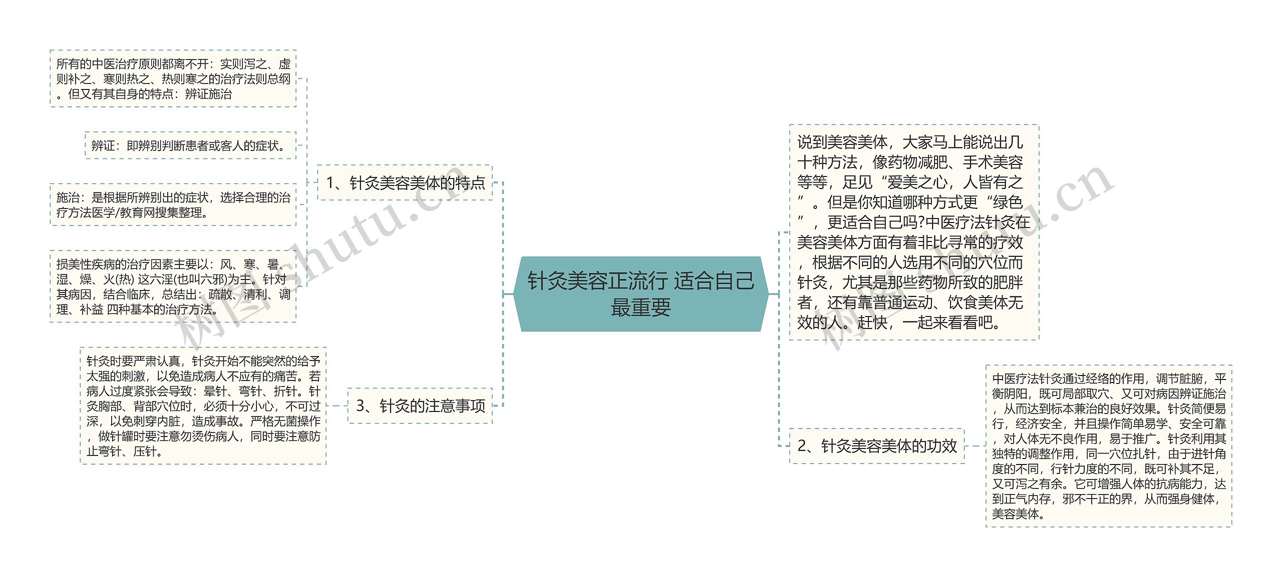 针灸美容正流行 适合自己最重要思维导图