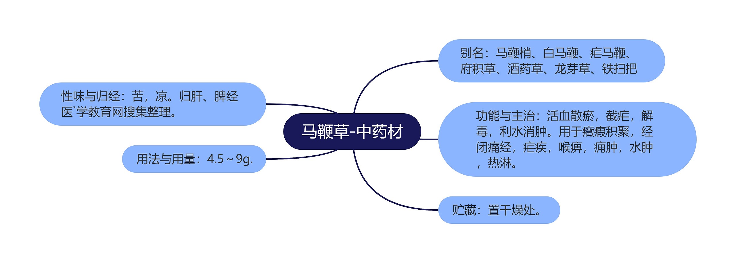 马鞭草-中药材思维导图