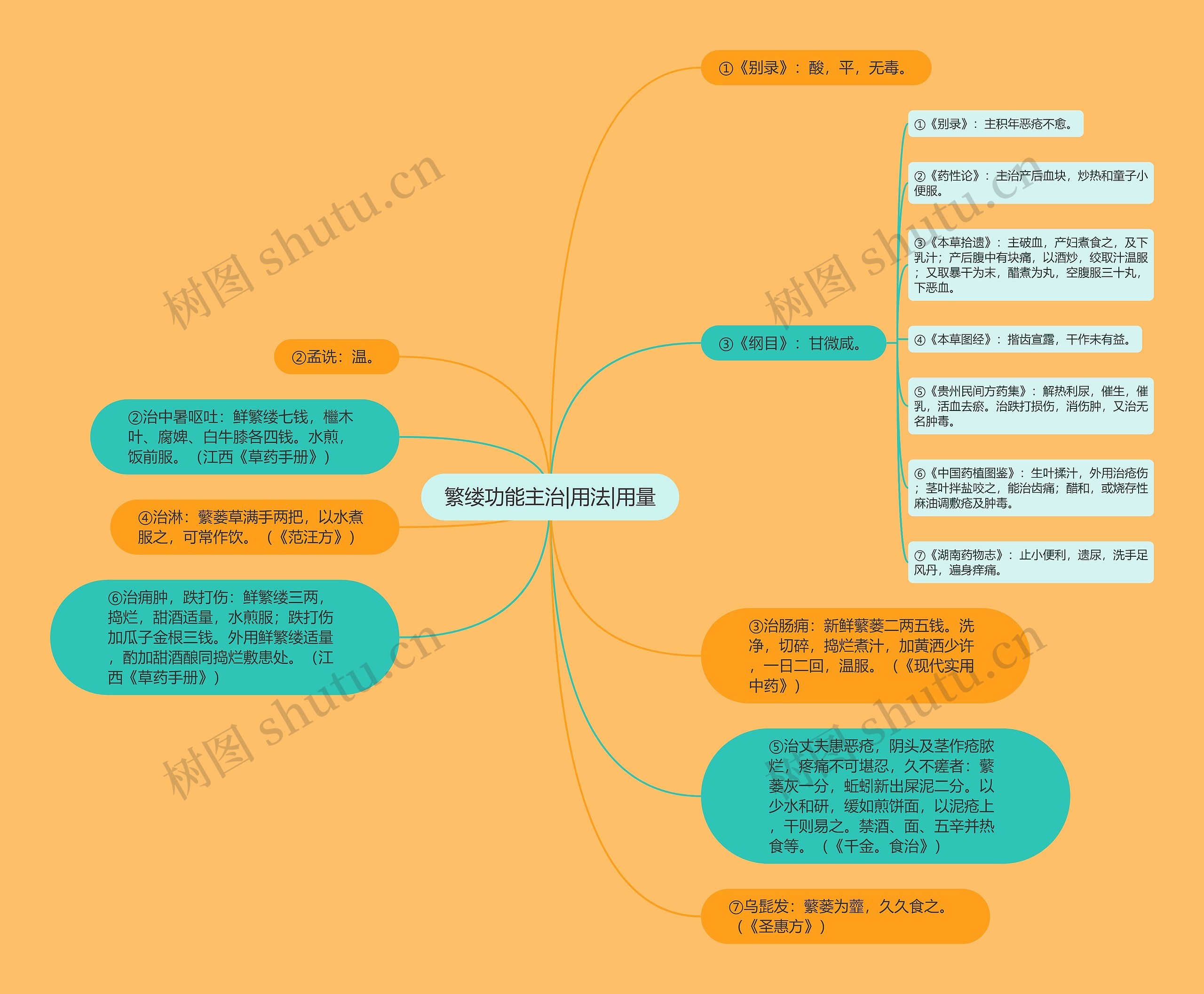 繁缕功能主治|用法|用量思维导图