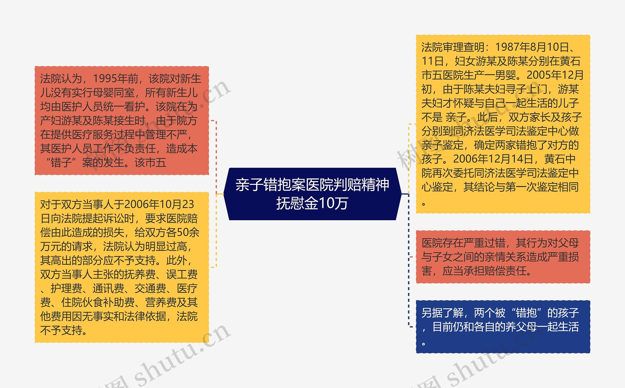 亲子错抱案医院判赔精神抚慰金10万思维导图